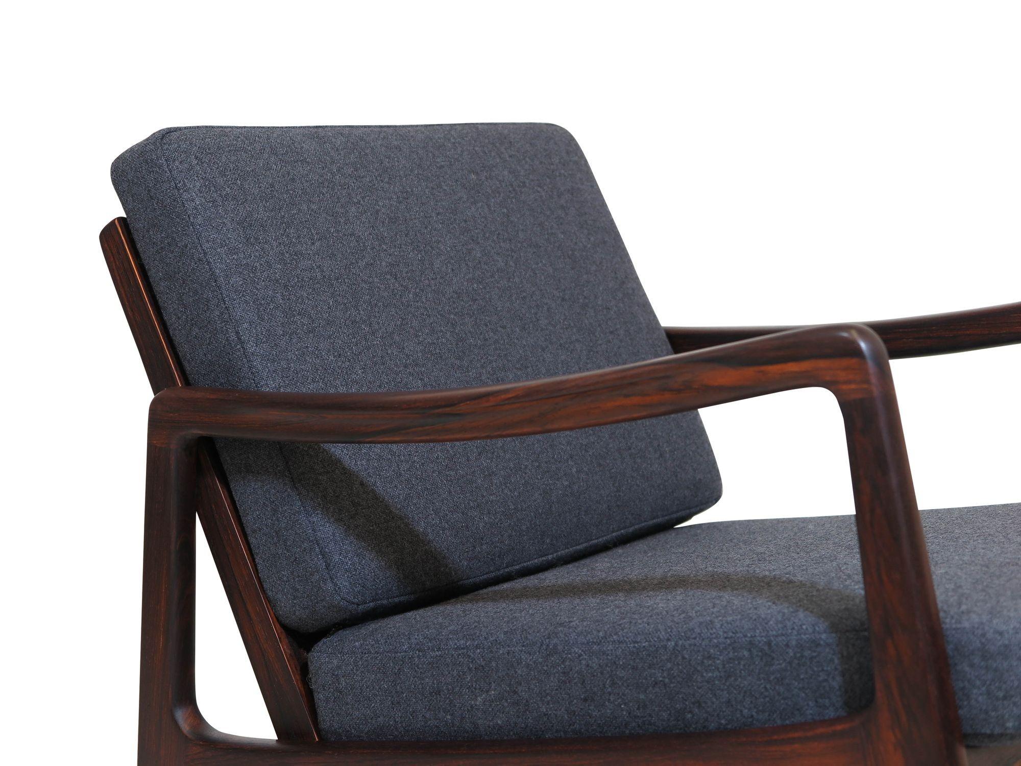 Oiled Ole Wanscher Brazilian Rosewood Danish Rocking Lounge Chair For Sale