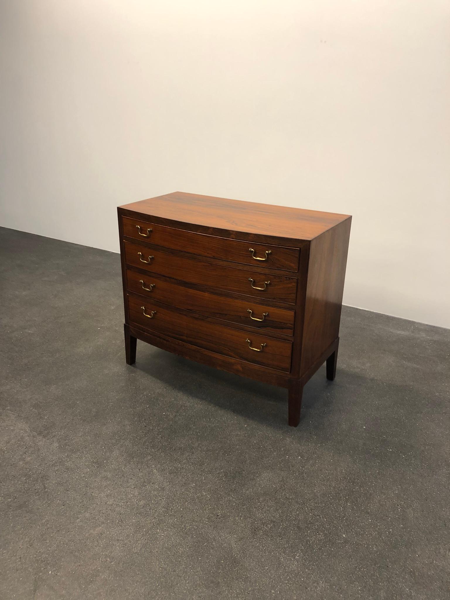 Brass Ole Wanscher Chest of Drawers in Rosewood for Cabinetmaker A. J. Iversen For Sale
