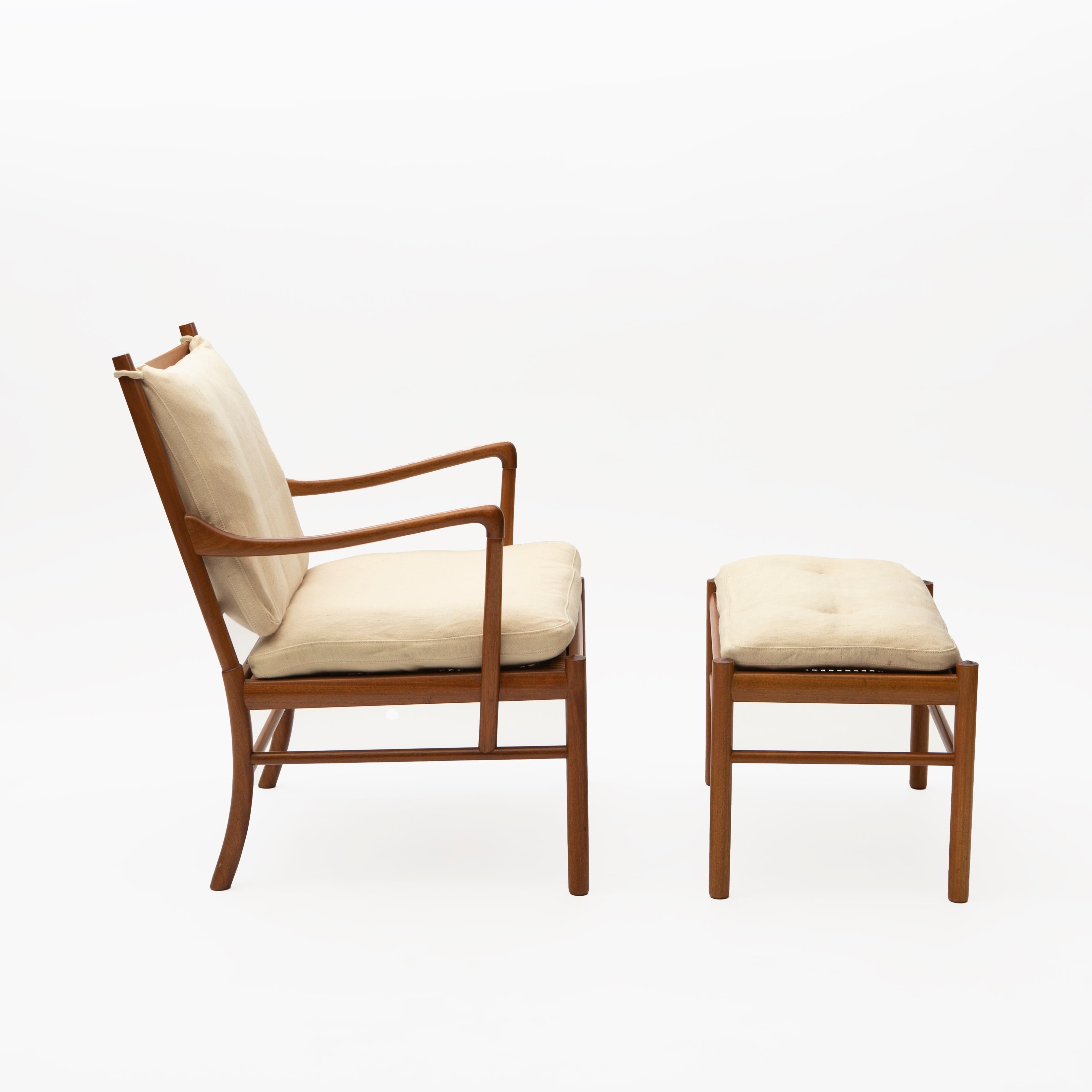 Scandinavian Modern Ole Wanscher Colonial Chair and Ottoman