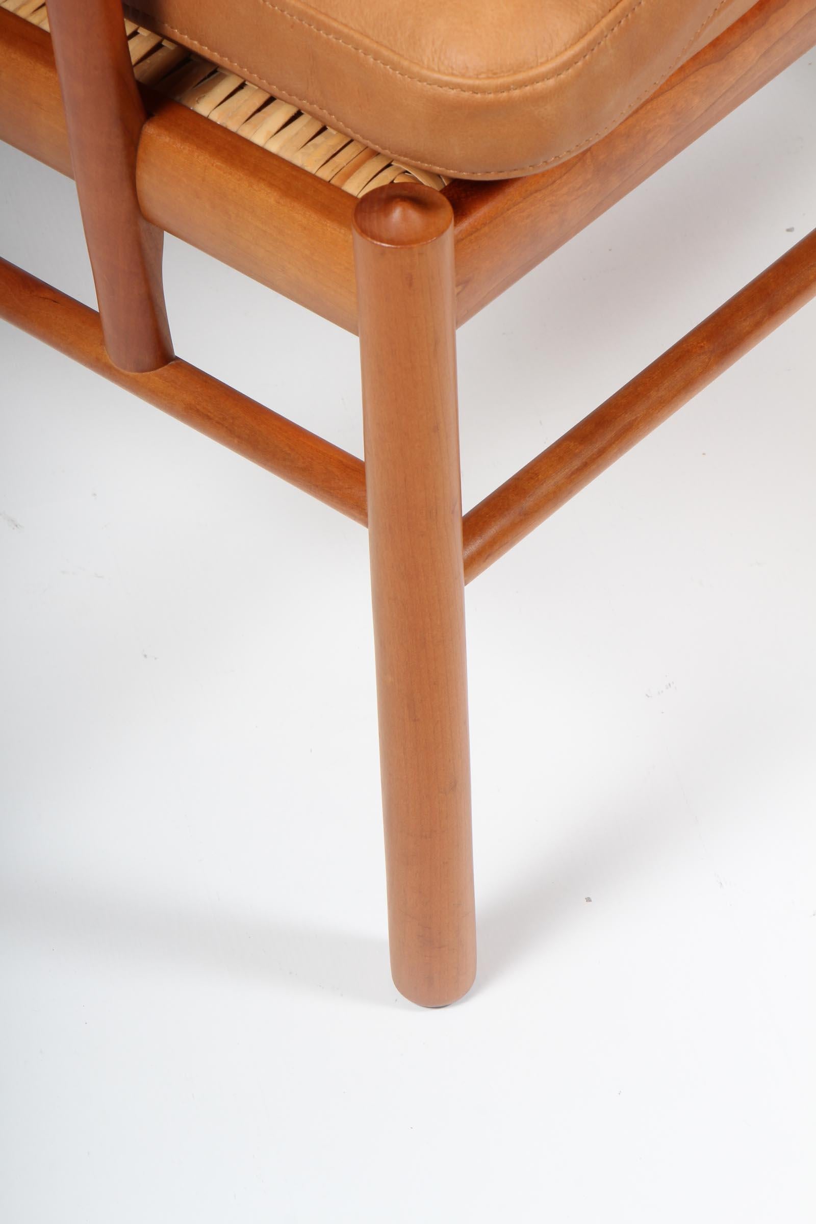 Danish Ole Wanscher Colonial Chair, Lounge Chair, Cherry, Leather, 1950s