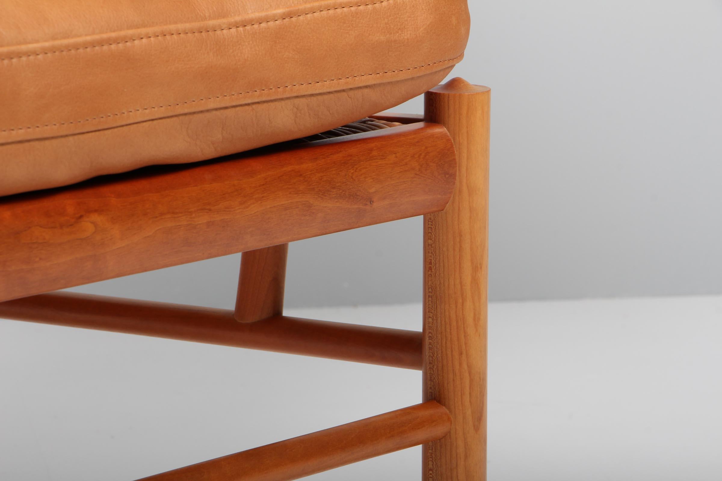 Late 20th Century Ole Wanscher Colonial Chair, Lounge Chair, Cherry, Leather, 1950s