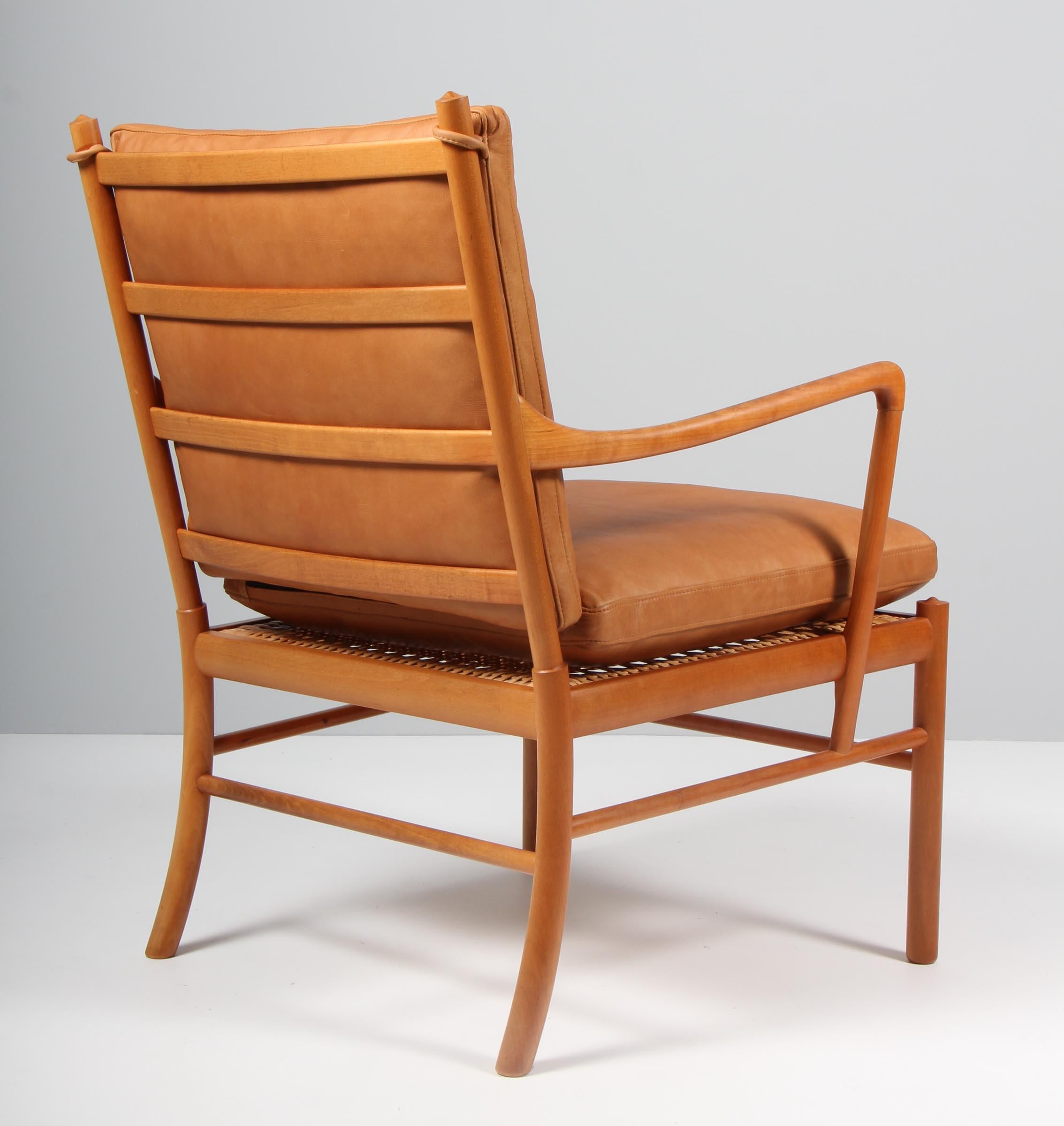 Ole Wanscher Colonial Chair, Lounge Chair, Cherry, Leather, 1950s 2