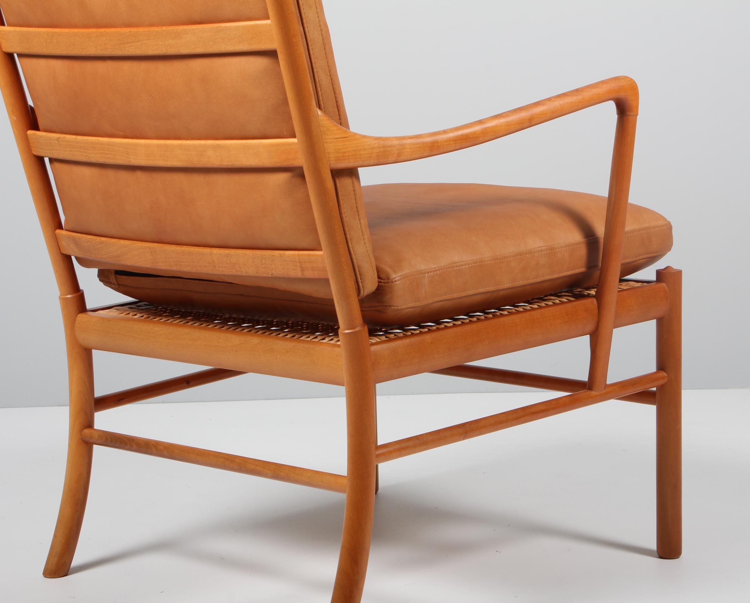 Ole Wanscher Colonial Chair, Lounge Chair, Cherry, Leather, 1950s 3