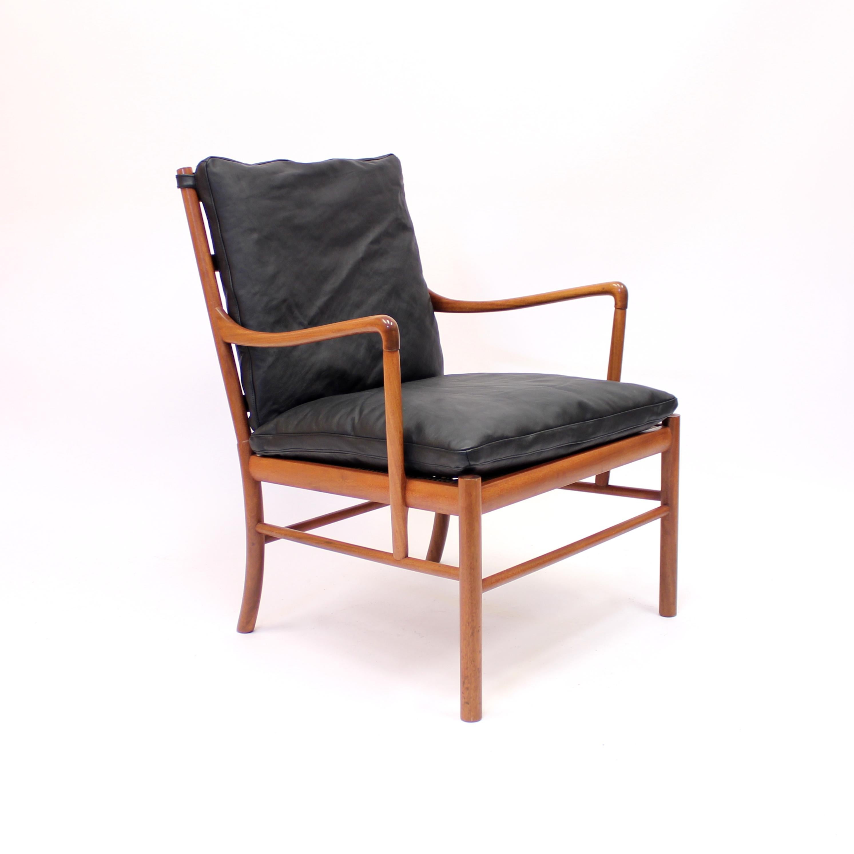 A genuine design classic, the Colonial chair designed by Ole Wanscher for Poul Jeppesen in 1949. This example were made a bit later in the late 20th century by the the same company but was at the time run by Peter Jeppesen and is marked accordingly
