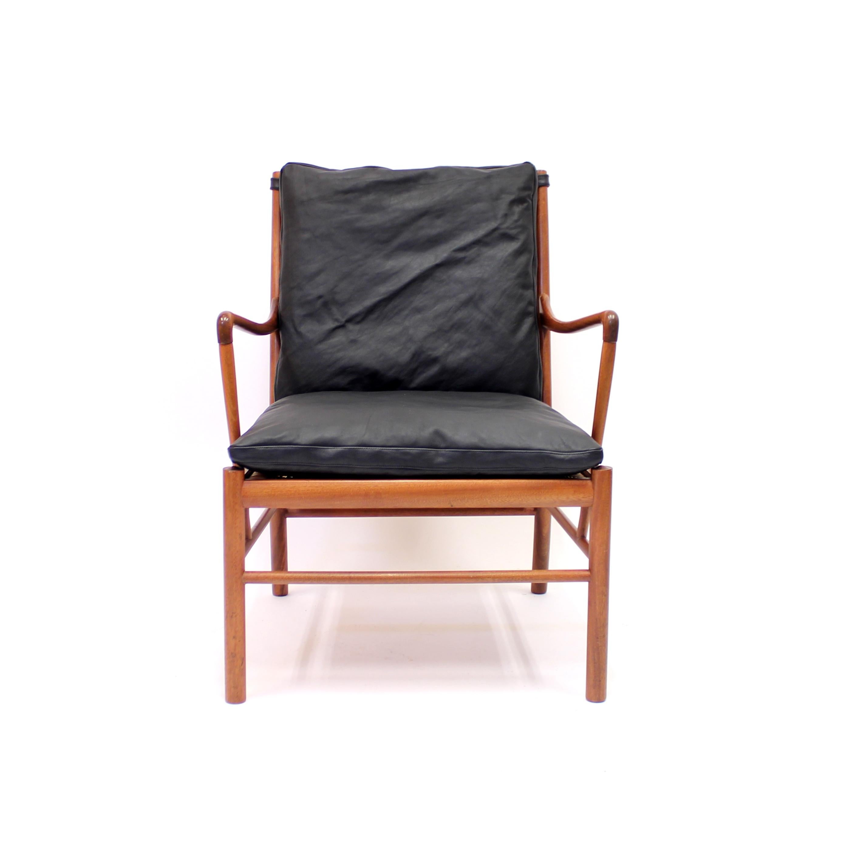 Leather Ole Wanscher, Colonial Chair, P. Jeppesen, Late 20th Century