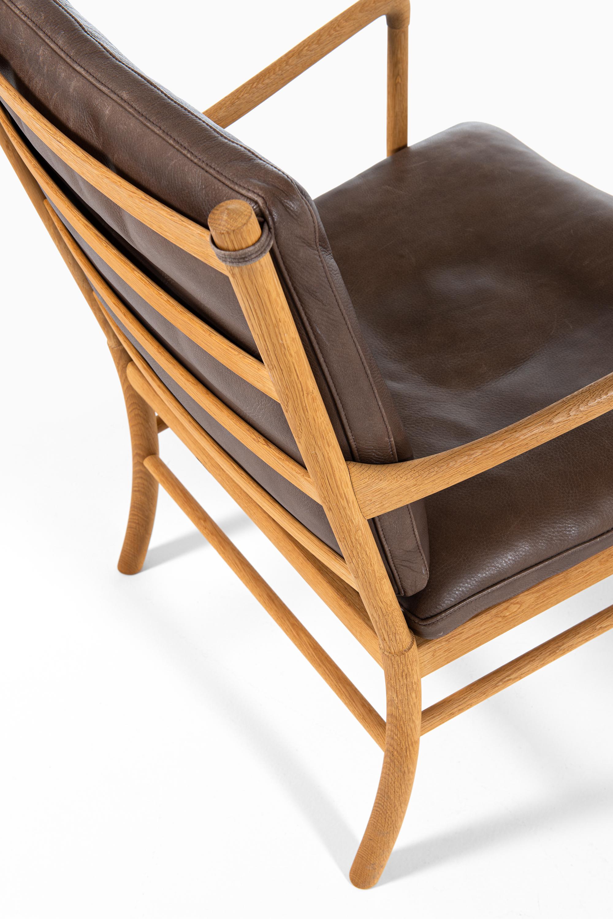 Leather Ole Wanscher Colonial Easy Chairs by P. Jeppesen Møbelfabrik in Denmark
