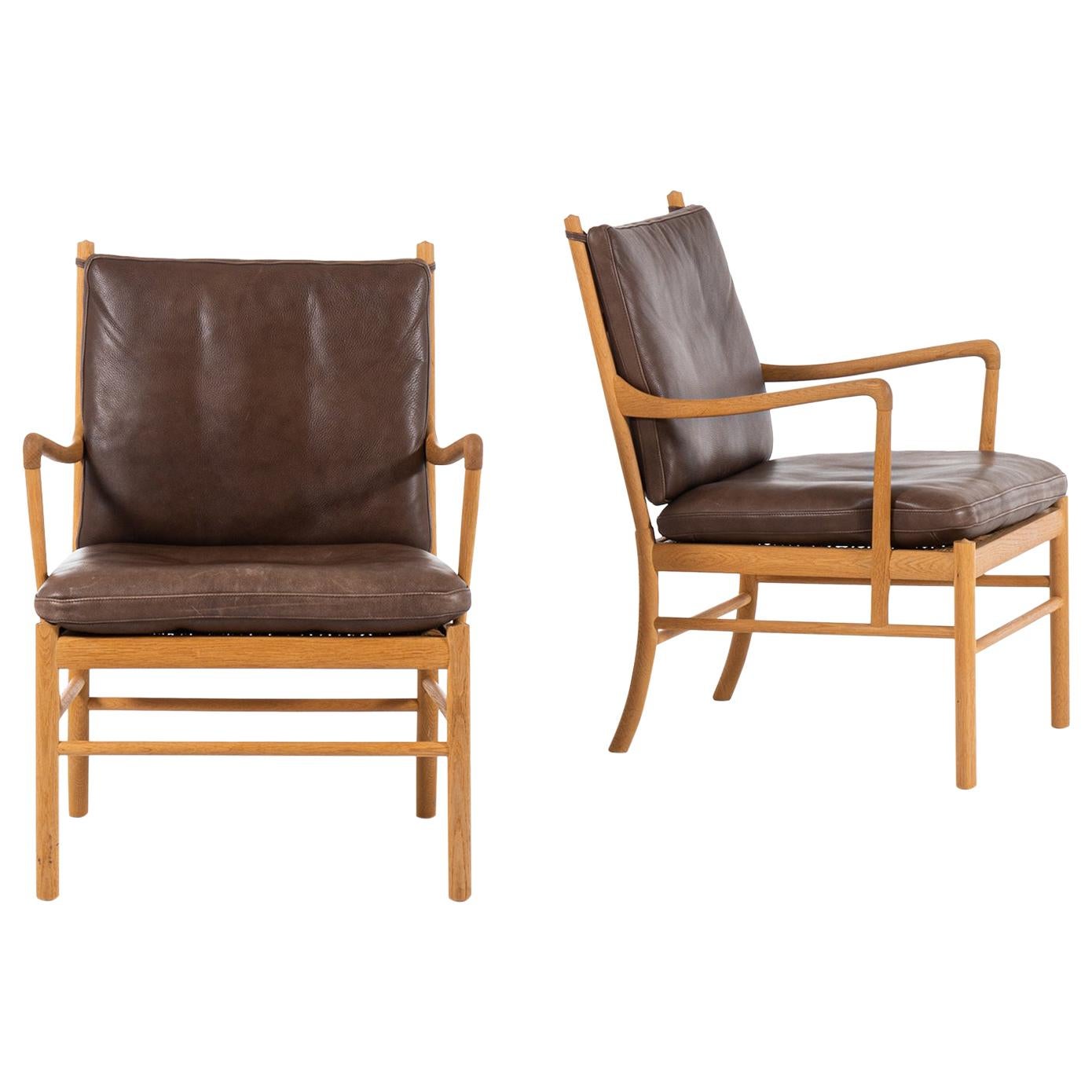 Ole Wanscher Colonial Easy Chairs by P. Jeppesen Møbelfabrik in Denmark