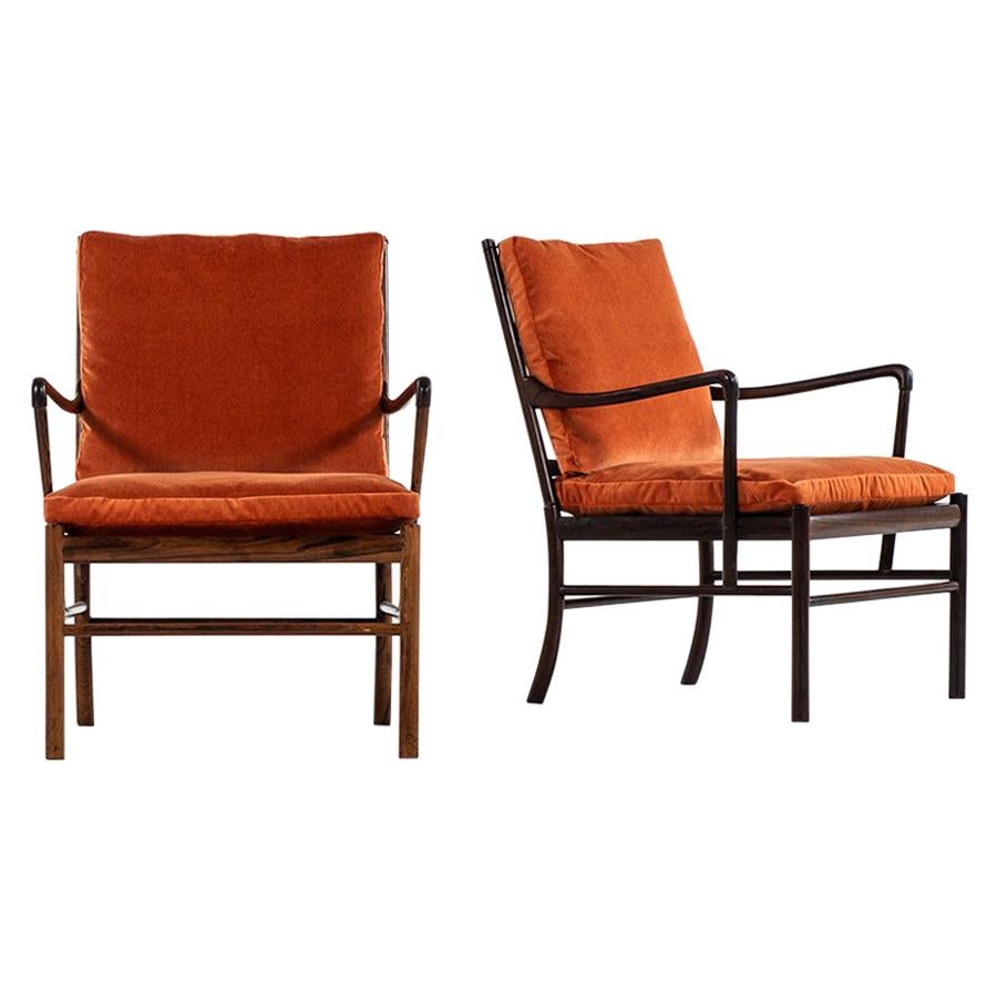 Ole Wanscher Colonial Easy Chairs in Rosewood by P. Jeppesens Møbelfabrik