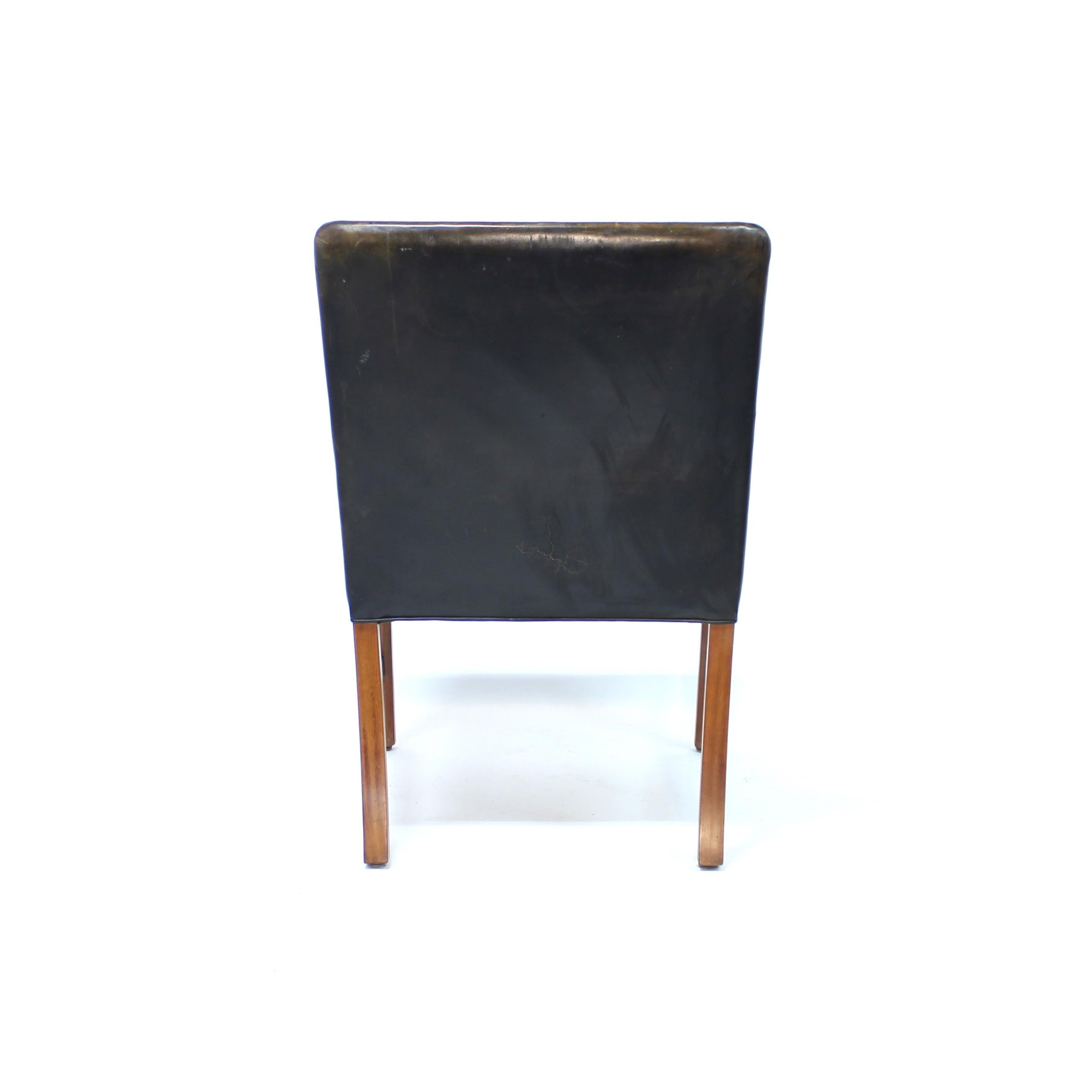 Ole Wanscher, Danish leather and Mahogany lounge chair for A.J. Iversen, 1940s For Sale 3