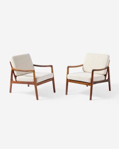 Ole Wanscher Danish Rosewood & Fabric Lounge Chairs, 1960s