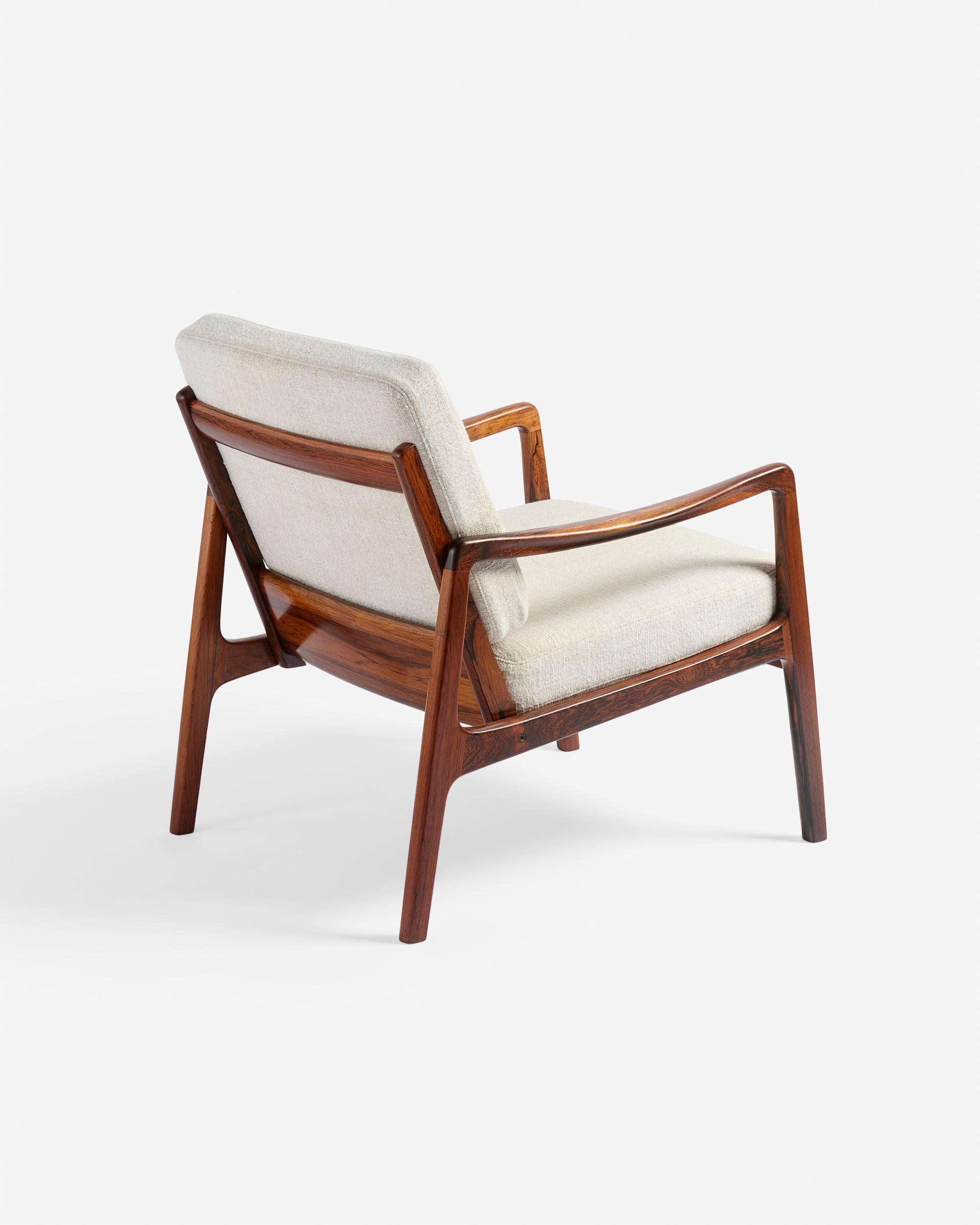 Mid-20th Century Ole Wanscher Danish Rosewood & Fabric Lounge Chairs, 1960s For Sale