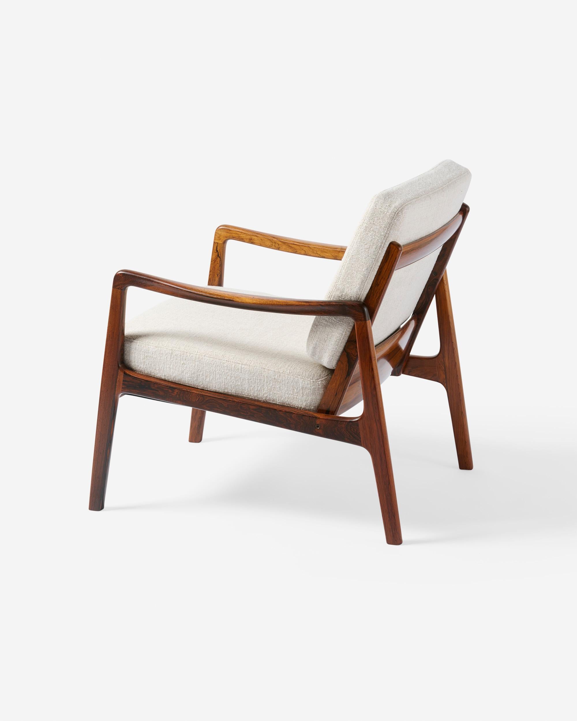 Ole Wanscher Danish Rosewood & Fabric Lounge Chairs, 1960s For Sale 1