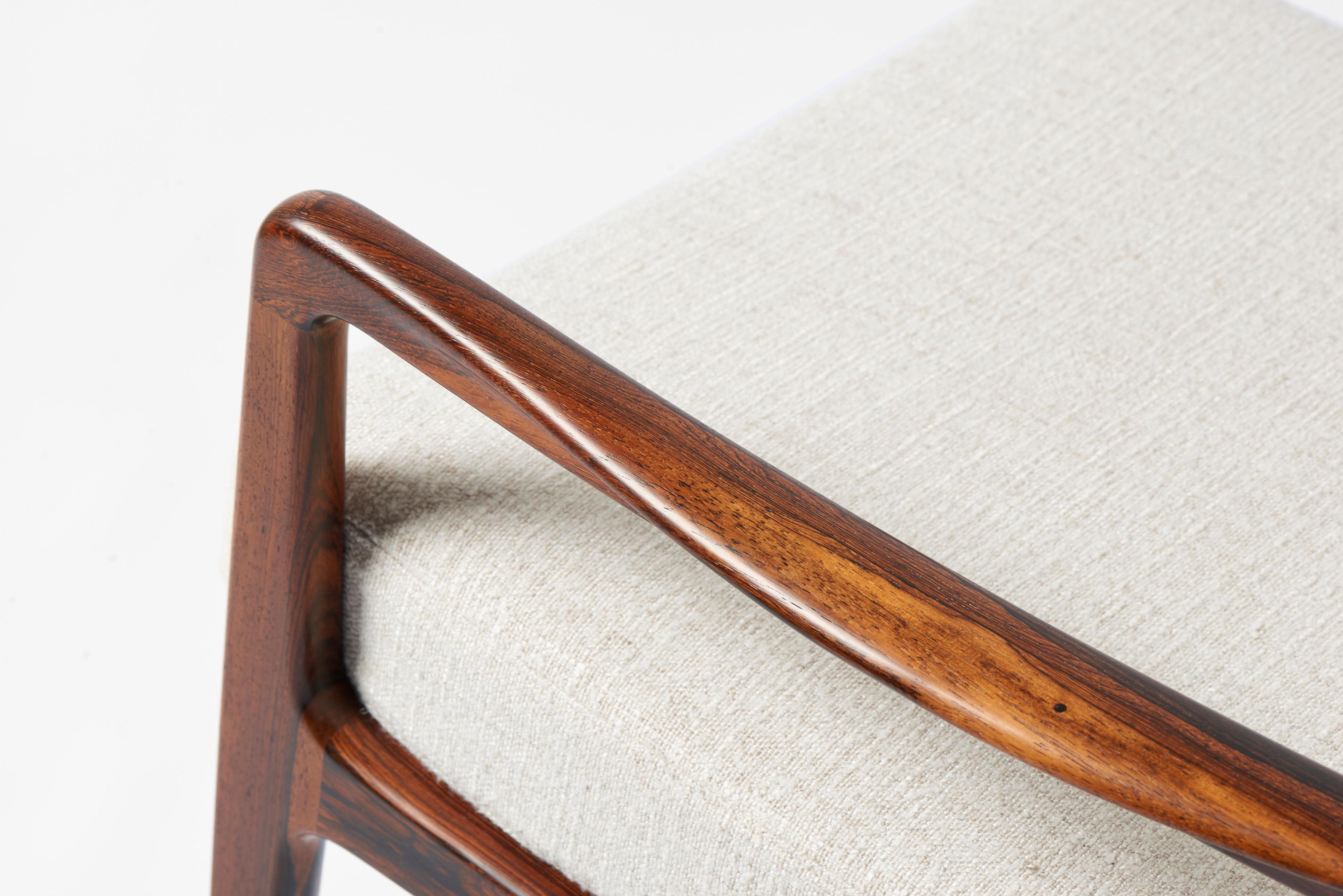 Ole Wanscher Danish Rosewood & Fabric Lounge Chairs, 1960s For Sale 4