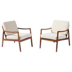 Ole Wanscher Danish Rosewood & Fabric Lounge Chairs, 1960s