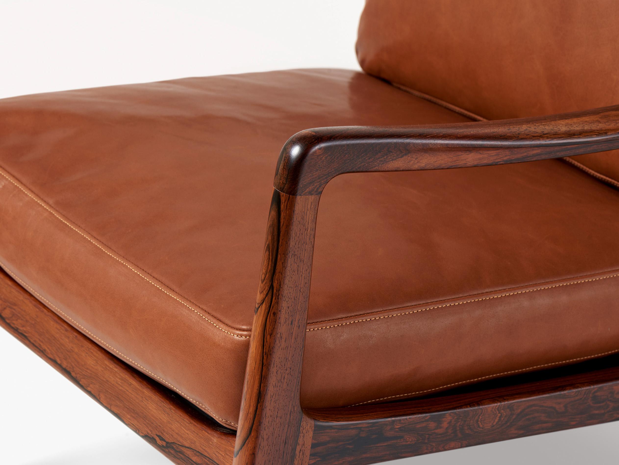 Ole Wanscher Danish Rosewood & Leather Lounge Chairs, 1960s In Excellent Condition For Sale In London, England