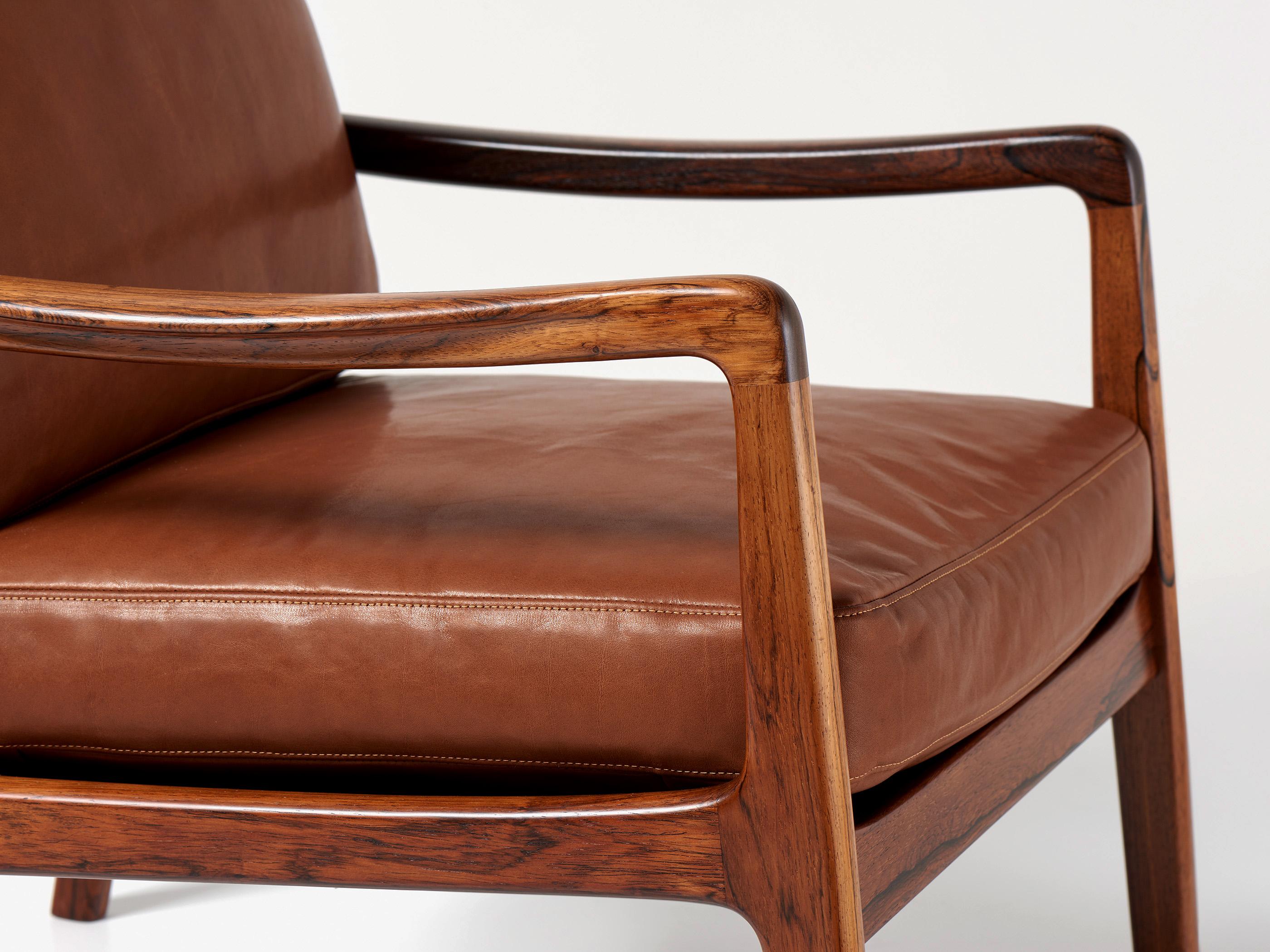 Ole Wanscher Danish Rosewood & Leather Lounge Chairs, 1960s For Sale 1