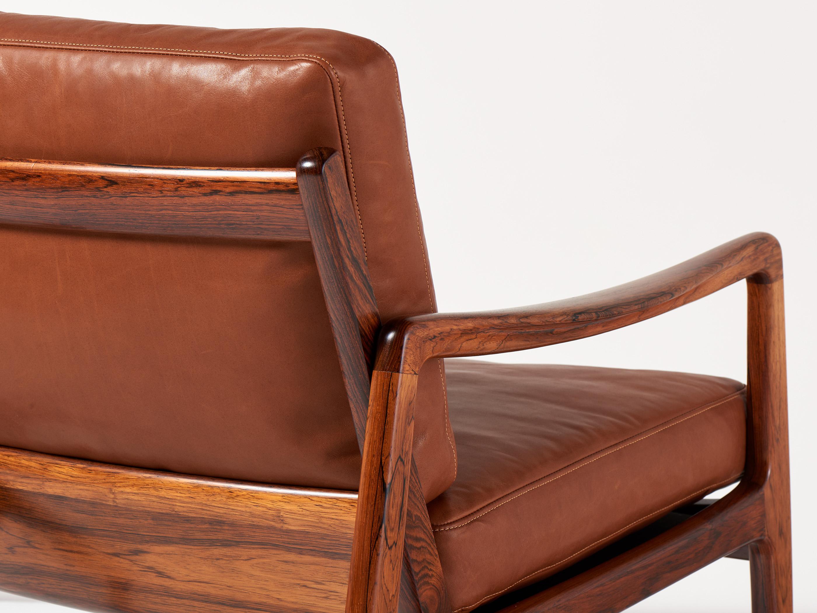 Ole Wanscher Danish Rosewood & Leather Lounge Chairs, 1960s For Sale 2