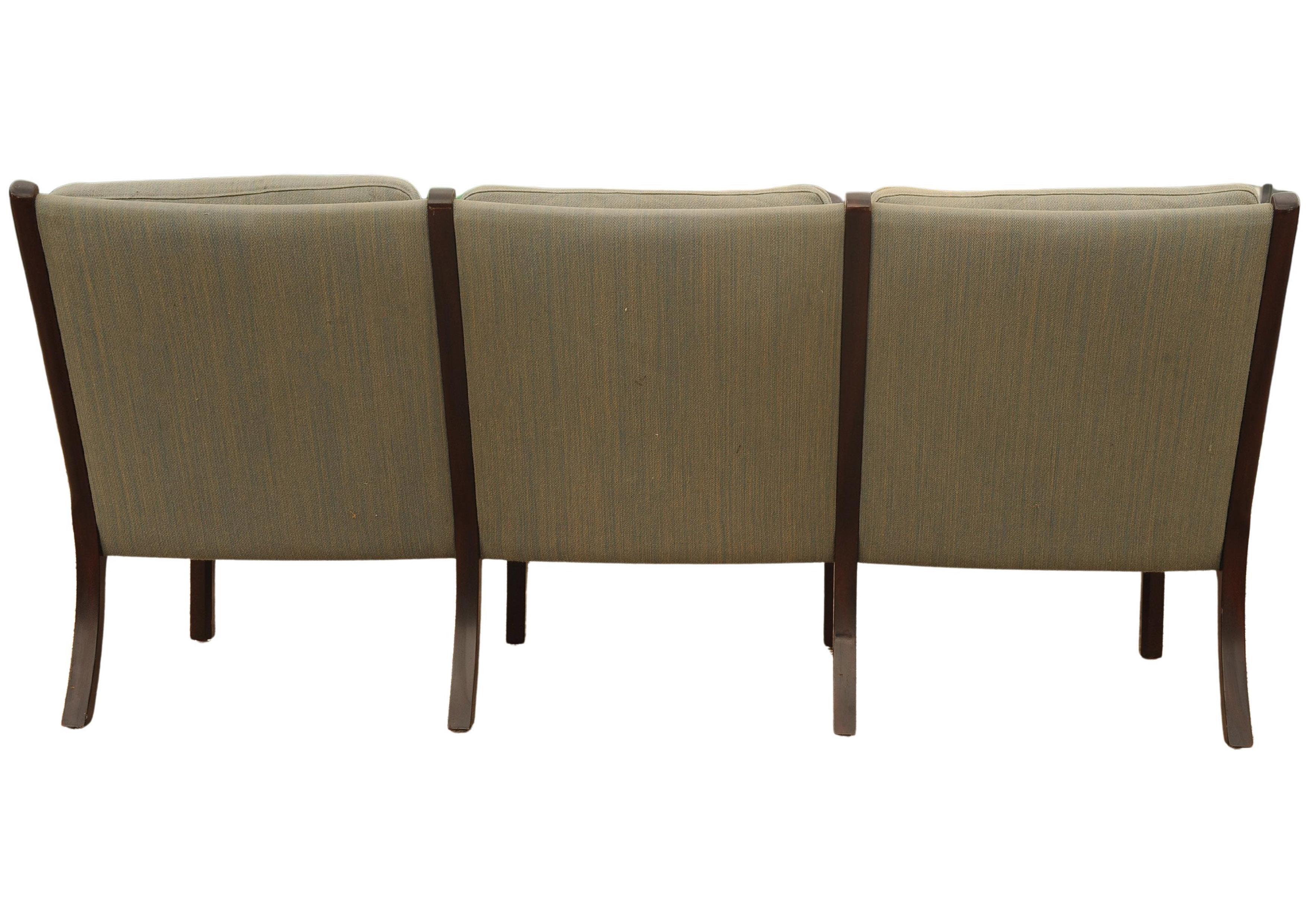 Ole Wanscher Designed Scandinavian Modern Upholstered Three Seater Sofa 1950's For Sale 2