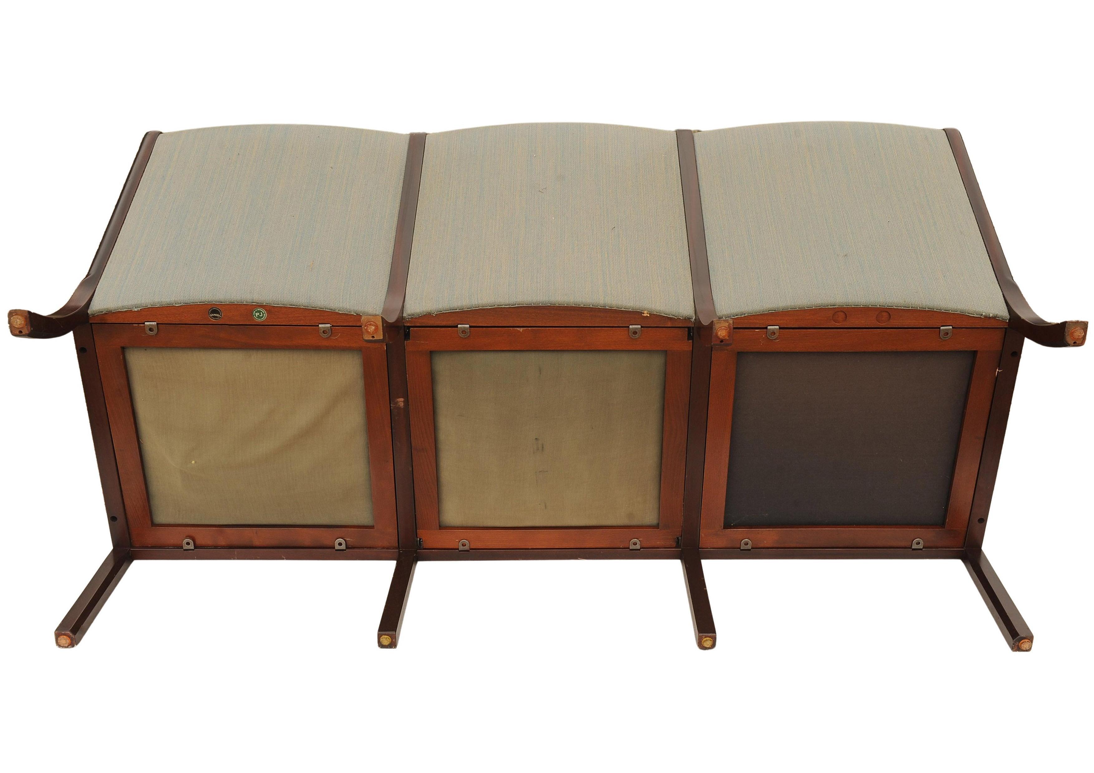 Ole Wanscher Designed Scandinavian Modern Upholstered Three Seater Sofa 1950's For Sale 5
