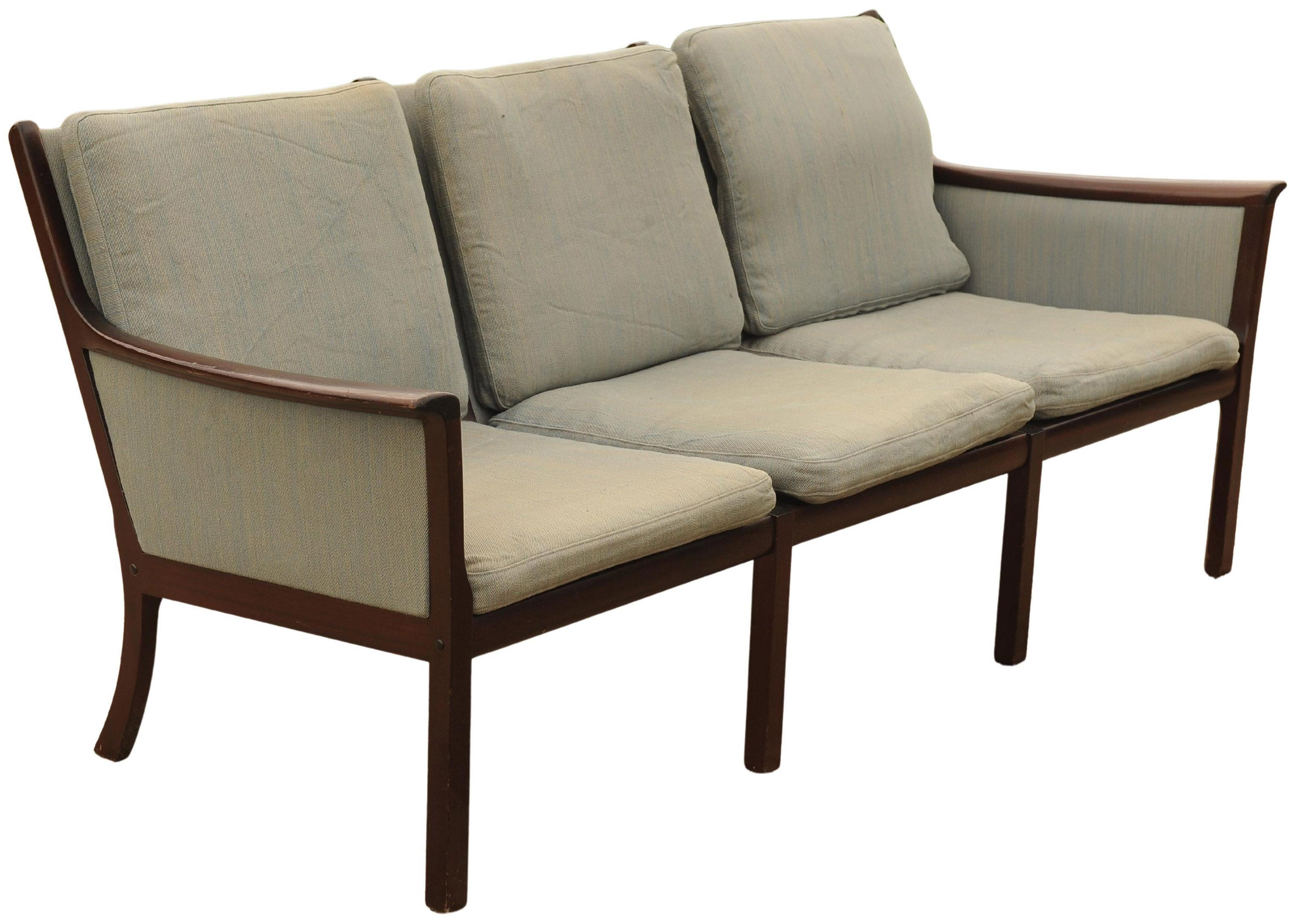 20th Century Ole Wanscher Designed Scandinavian Modern Upholstered Three Seater Sofa 1950's For Sale