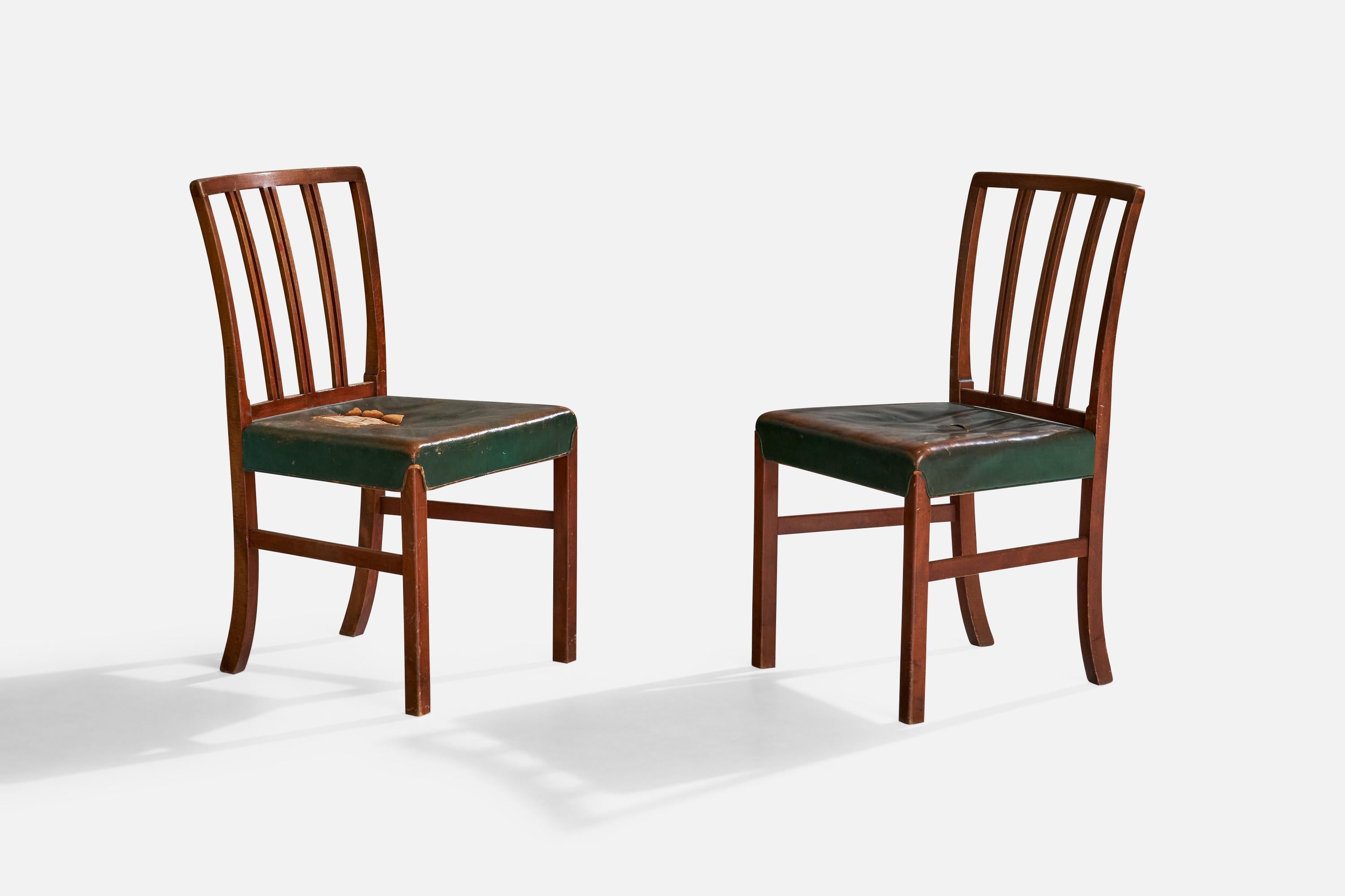 Scandinavo moderno Ole Wanscher, Sedie da pranzo, Beeche, Pelle, Danimarca, 1942 in vendita