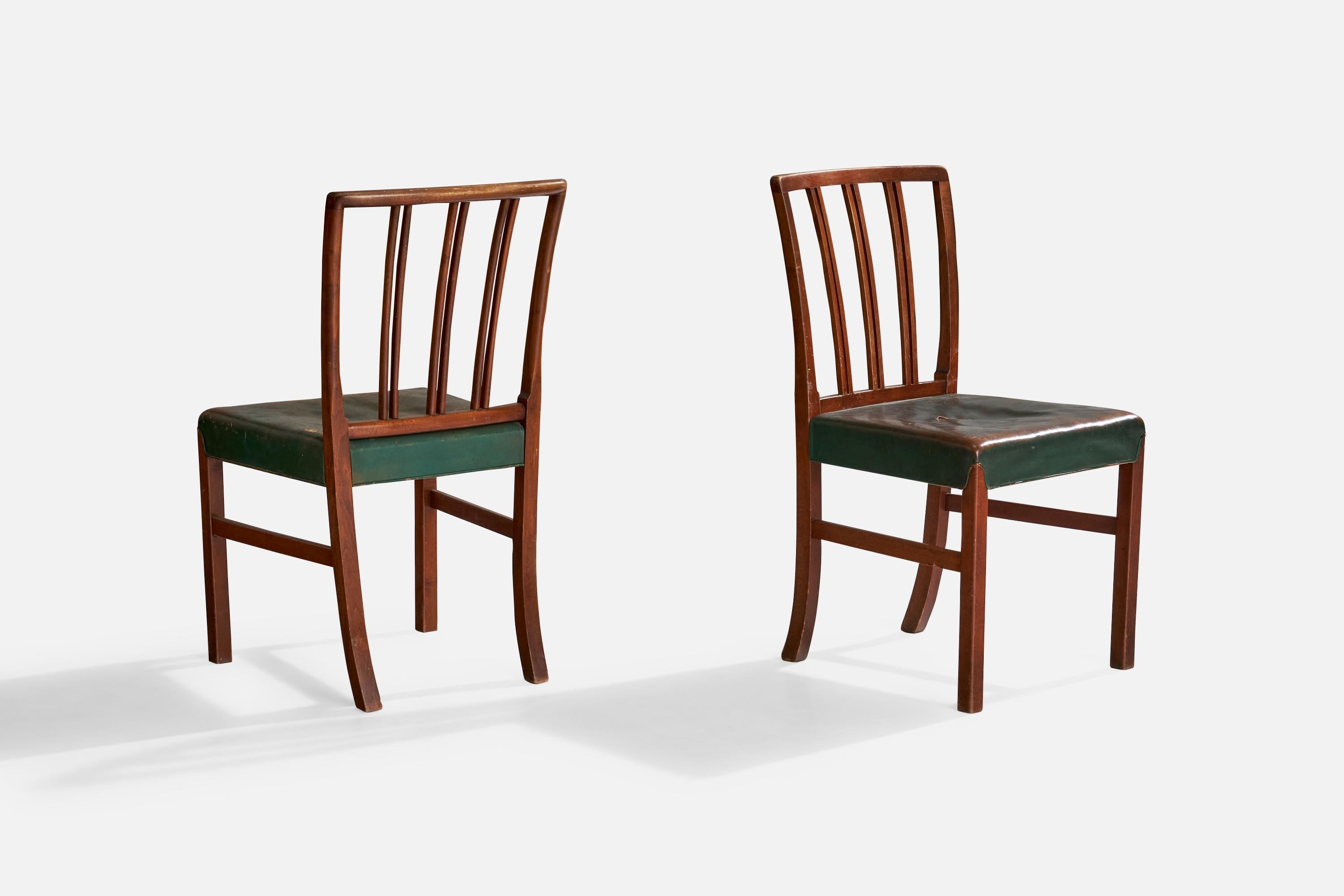 Ole Wanscher, Sedie da pranzo, Beeche, Pelle, Danimarca, 1942 In condizioni discrete in vendita a High Point, NC