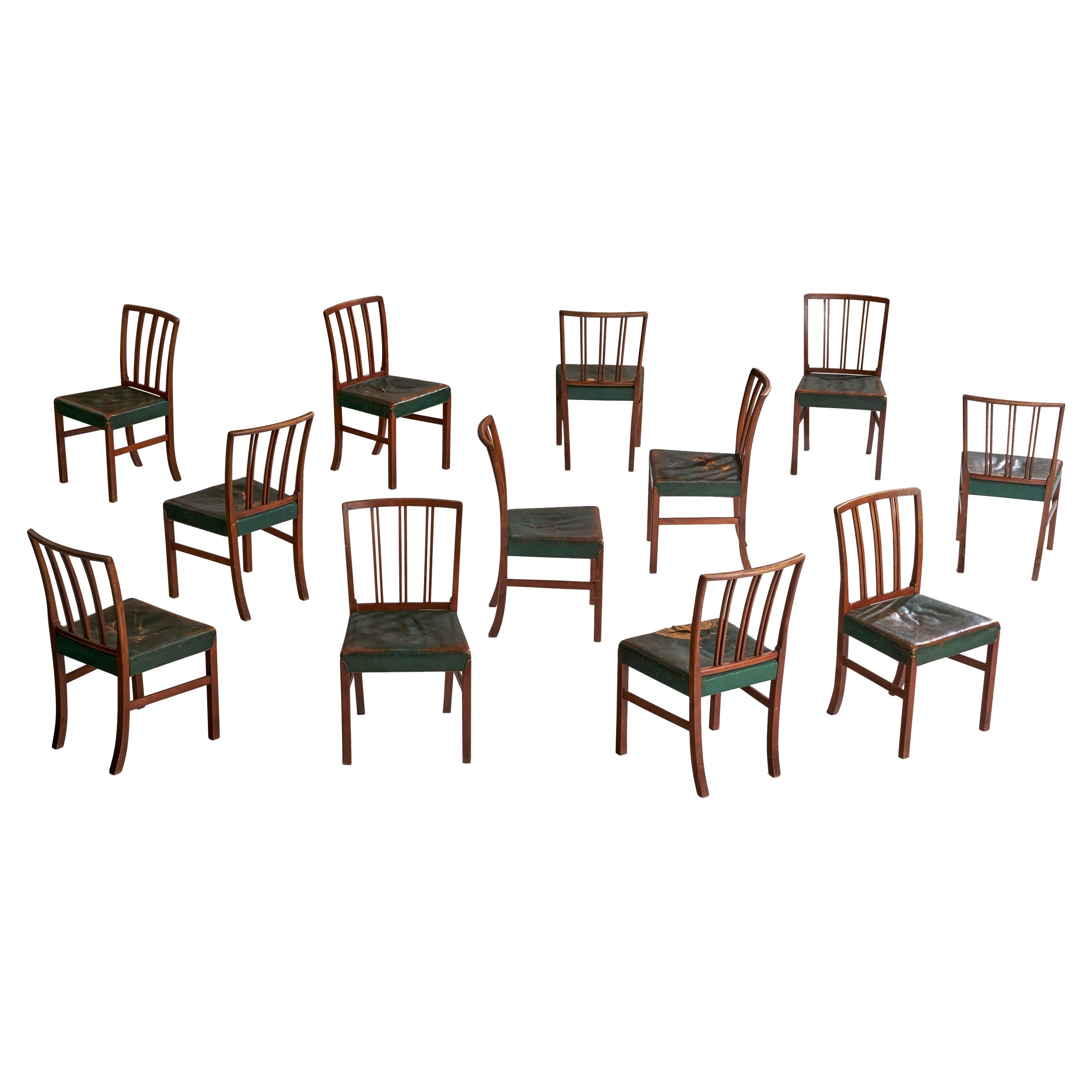 Ole Wanscher, Sillas de comedor, Haya, Cuero, Dinamarca, 1942