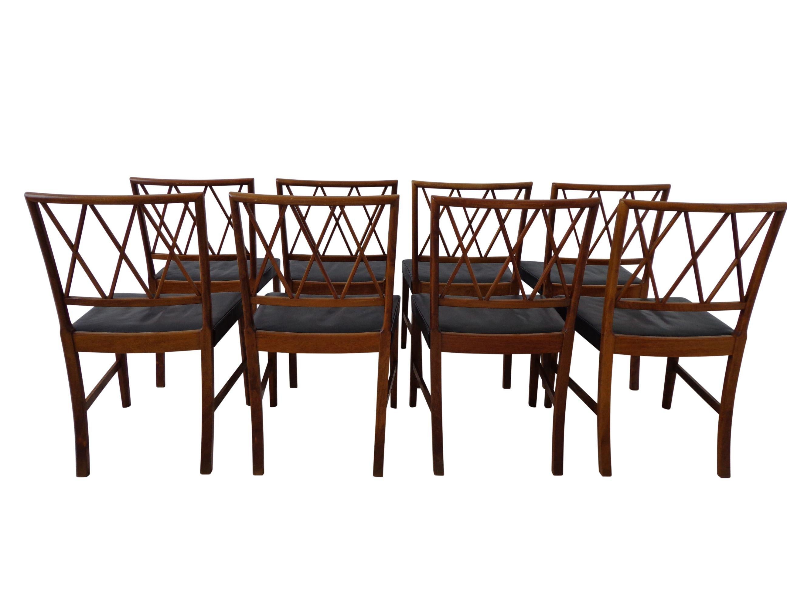 Scandinavian Modern Ole Wanscher Dining Chairs by Cabinetmaker A.J Iversen in Denmark 1940s For Sale
