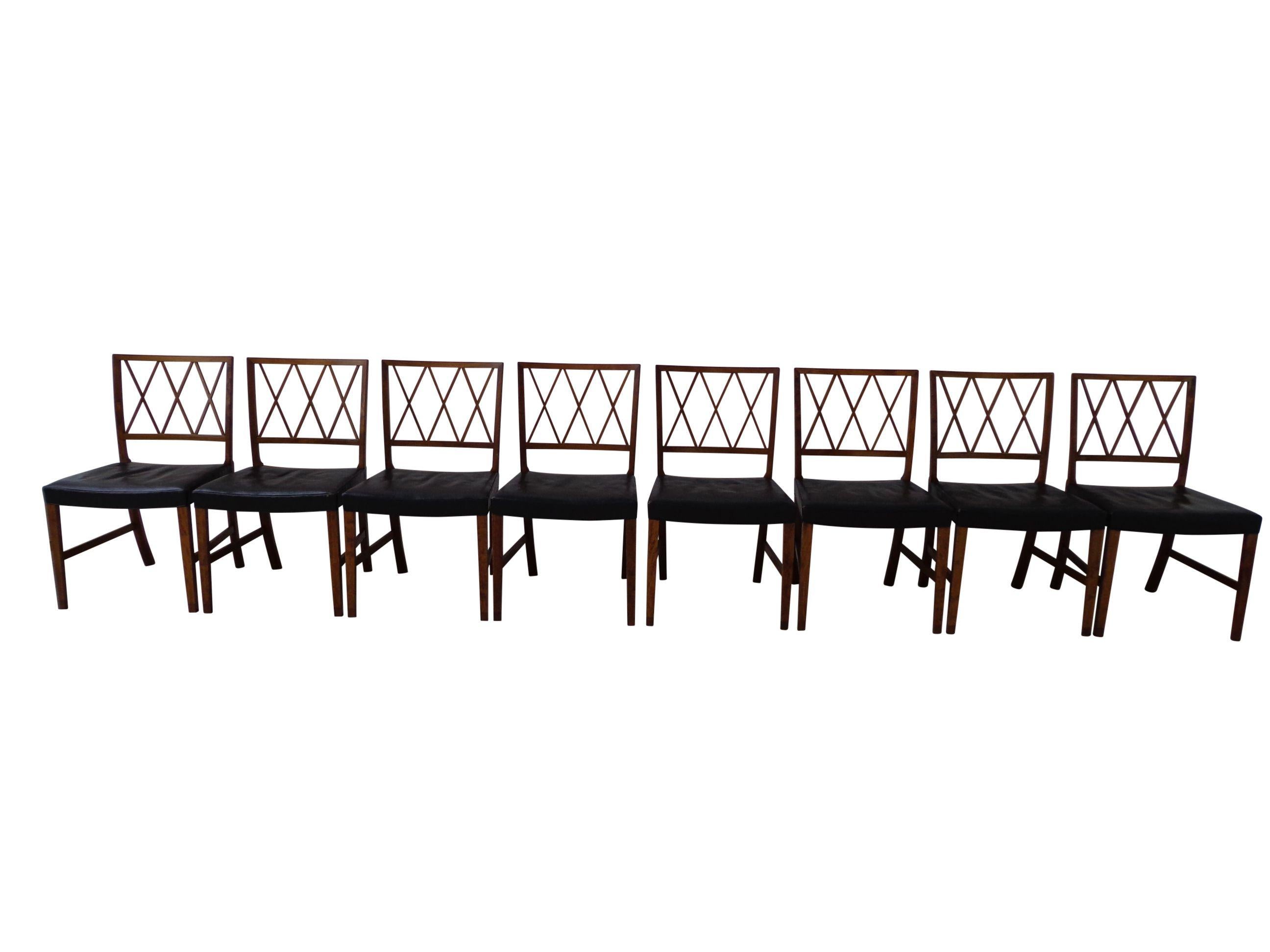 Ole Wanscher Dining Chairs by Cabinetmaker A.J Iversen in Denmark 1940s For Sale 1