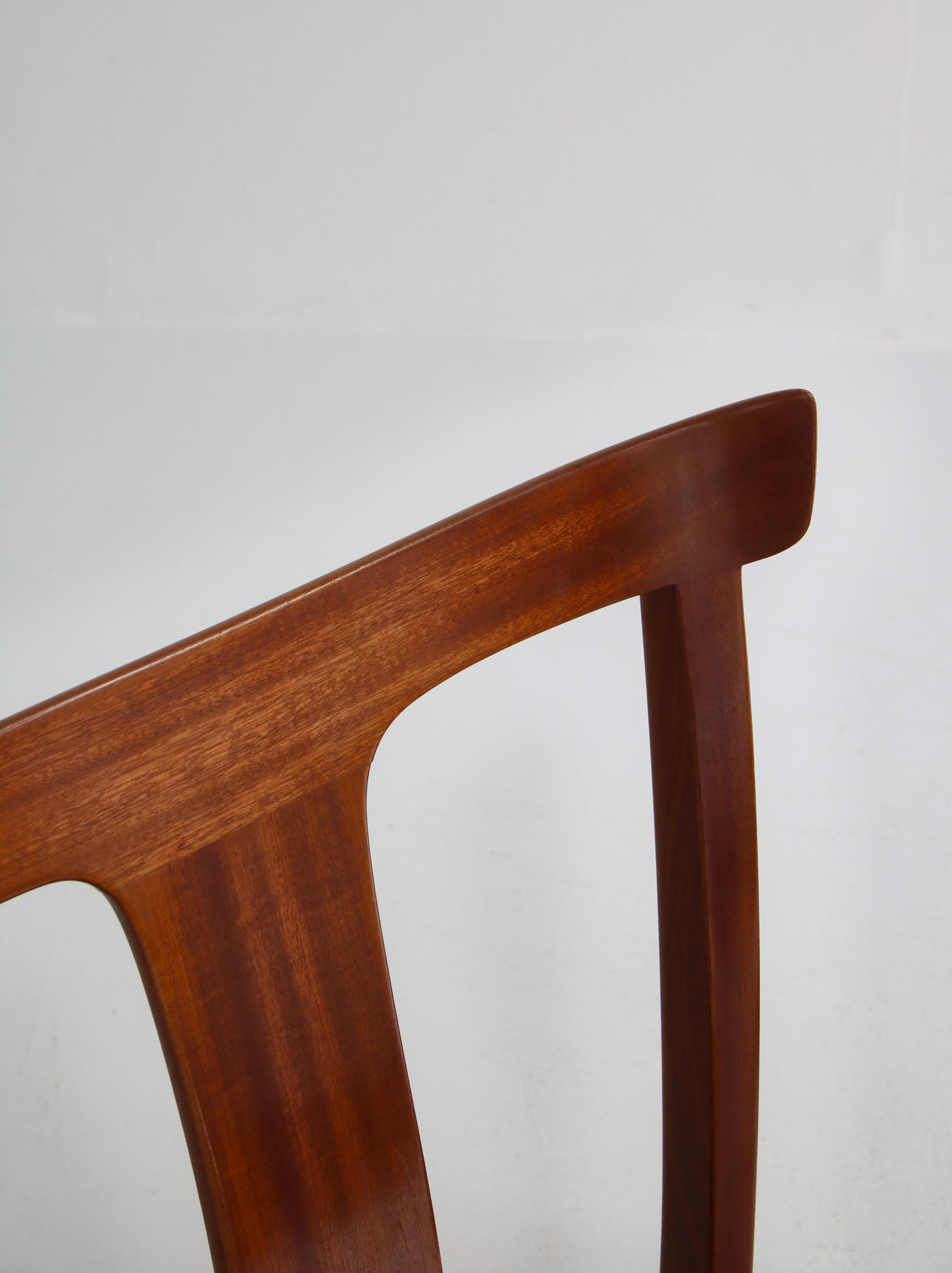 Ole Wanscher Dining Chairs in Mahogany and Horsehair Made by A.J. Iversen, 1960s For Sale 5