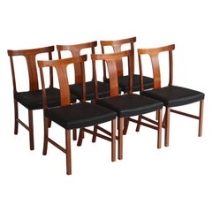 Chaises de salle  manger Ole Wanscher en acajou et crin de cheval fabriques par A.J. Iversen, annes 1960