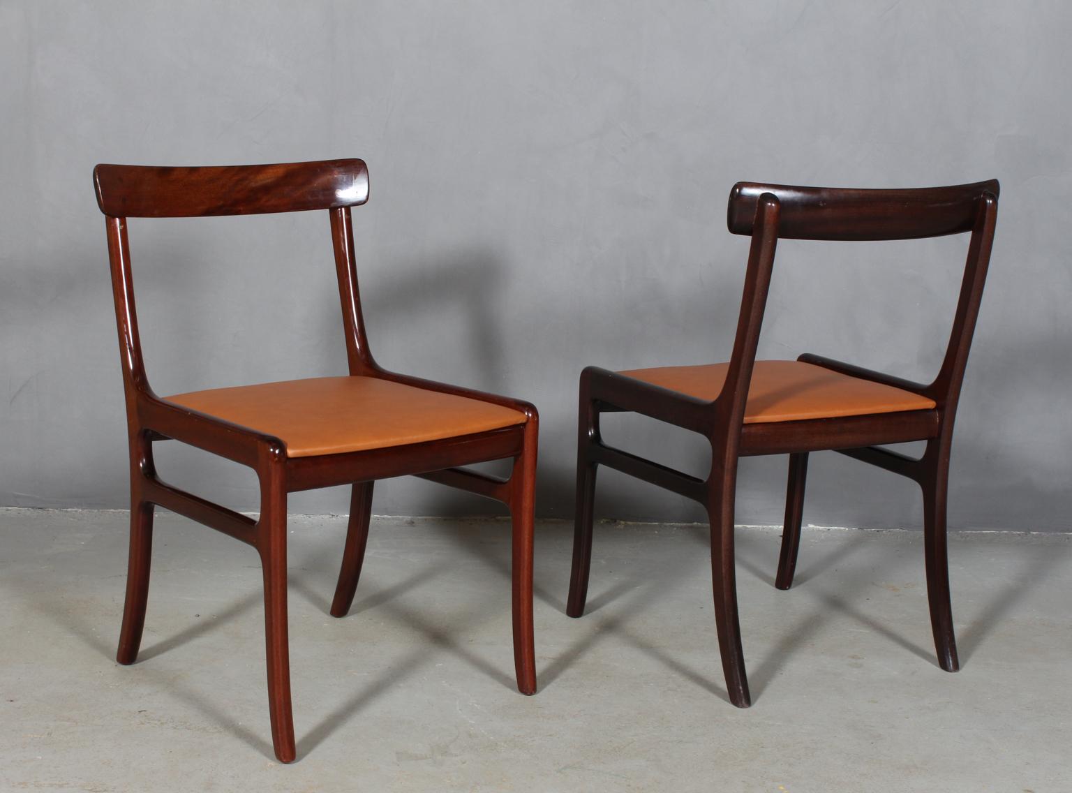 Scandinavian Modern Ole Wanscher Eight Dining Chairs, Model PJ112 Semi Aniline Leather, Rungstedlund