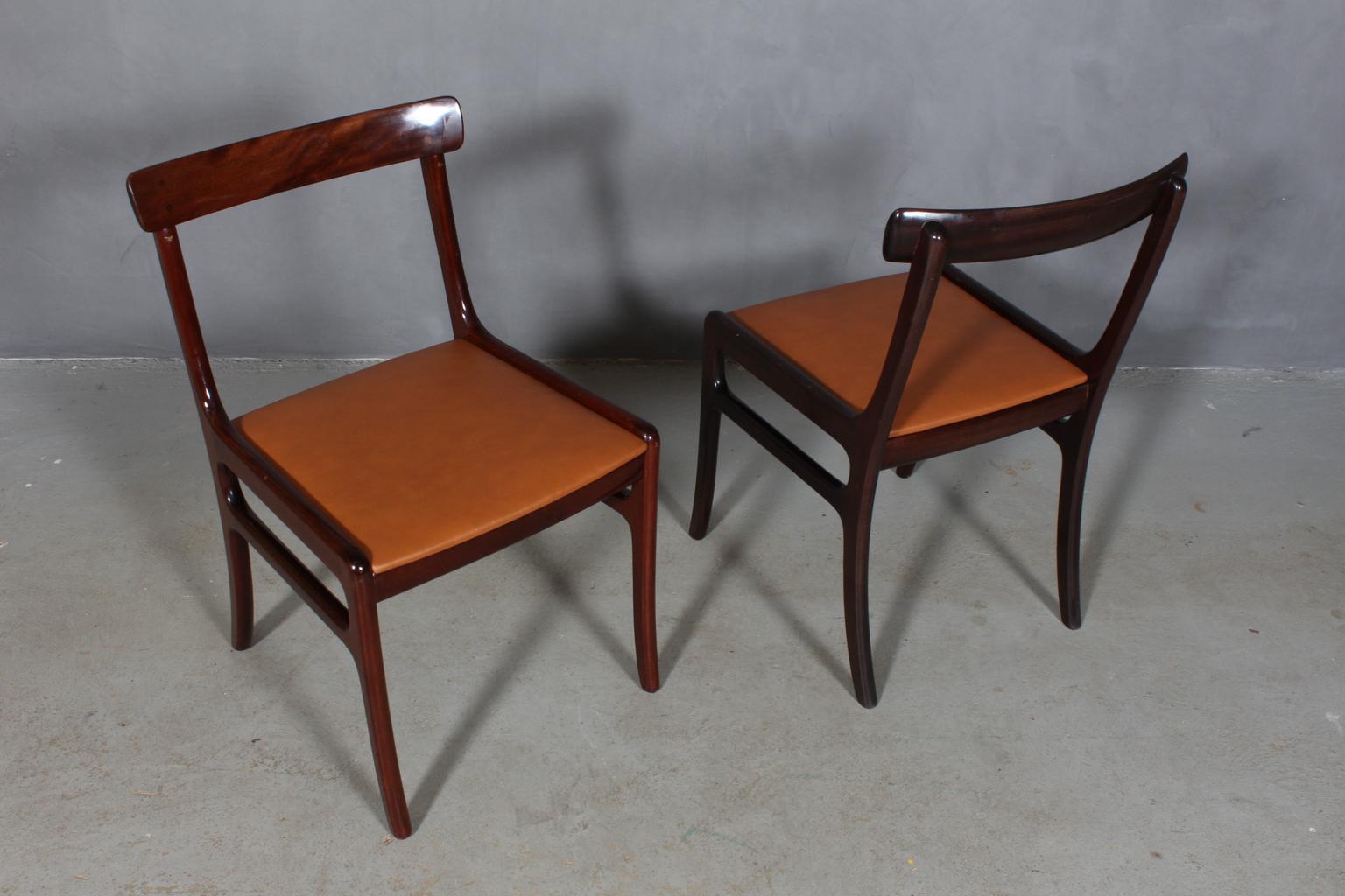 Danish Ole Wanscher Eight Dining Chairs, Model PJ112 Semi Aniline Leather, Rungstedlund