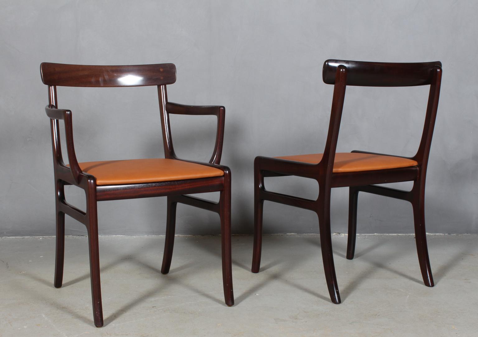 Mid-20th Century Ole Wanscher Eight Dining Chairs, Model PJ112 Semi Aniline Leather, Rungstedlund