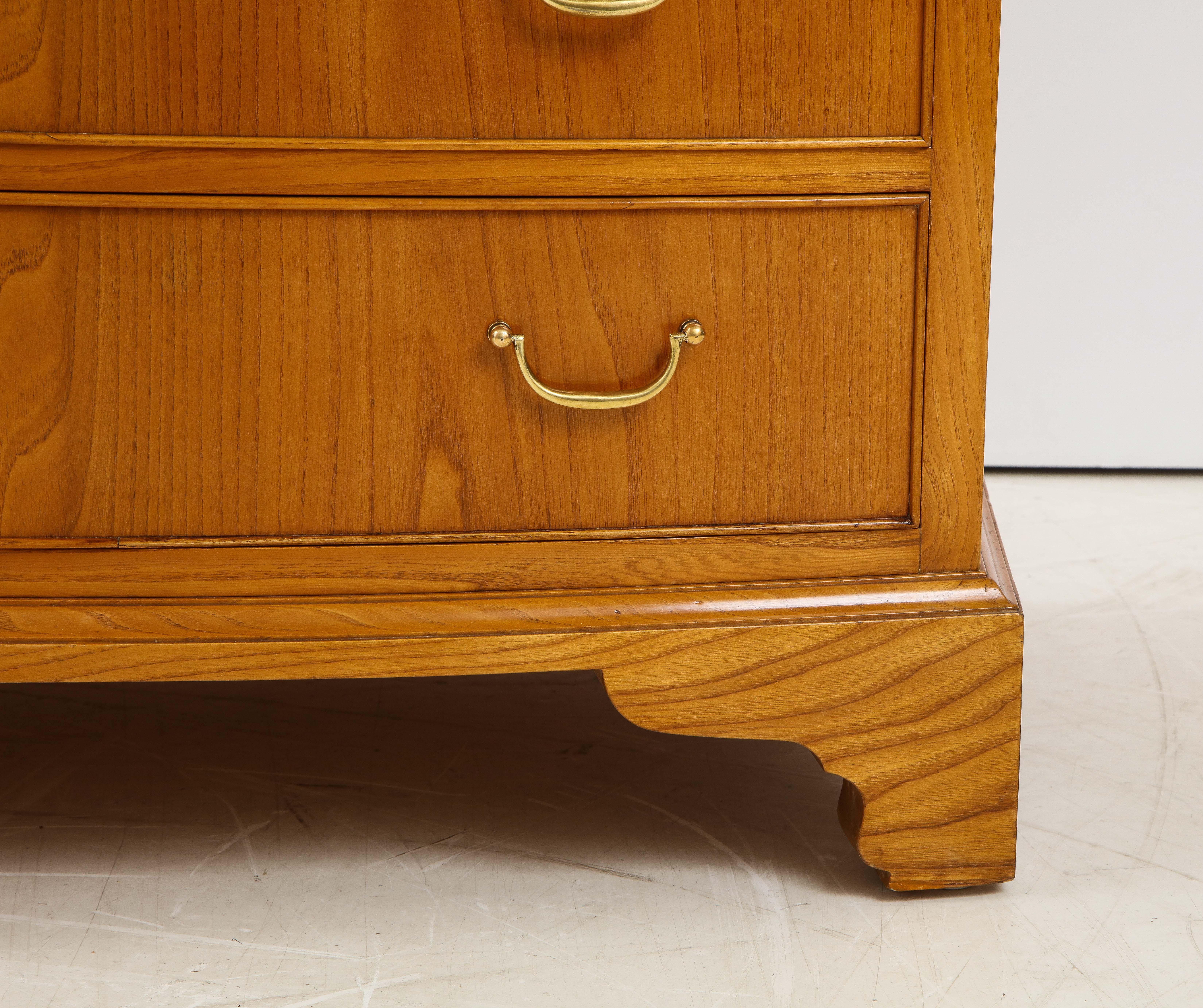 Mid-20th Century Ole Wanscher Elm Wood Tall Bow Front Chest of Drawers, Circa 1950s For Sale