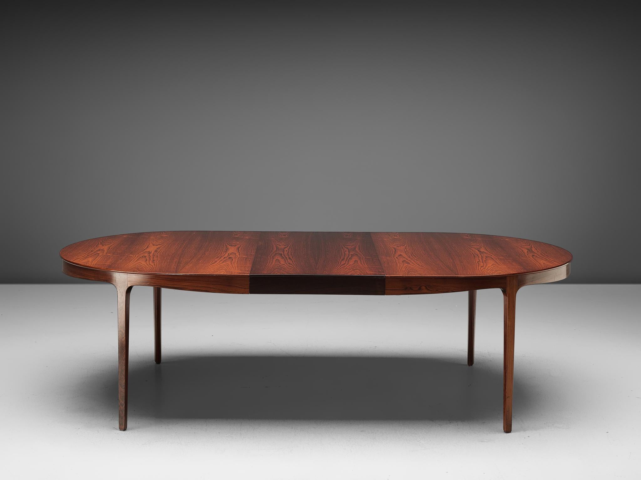 Scandinavian Modern Ole Wanscher Extendable Oval Dining Table in Rosewood