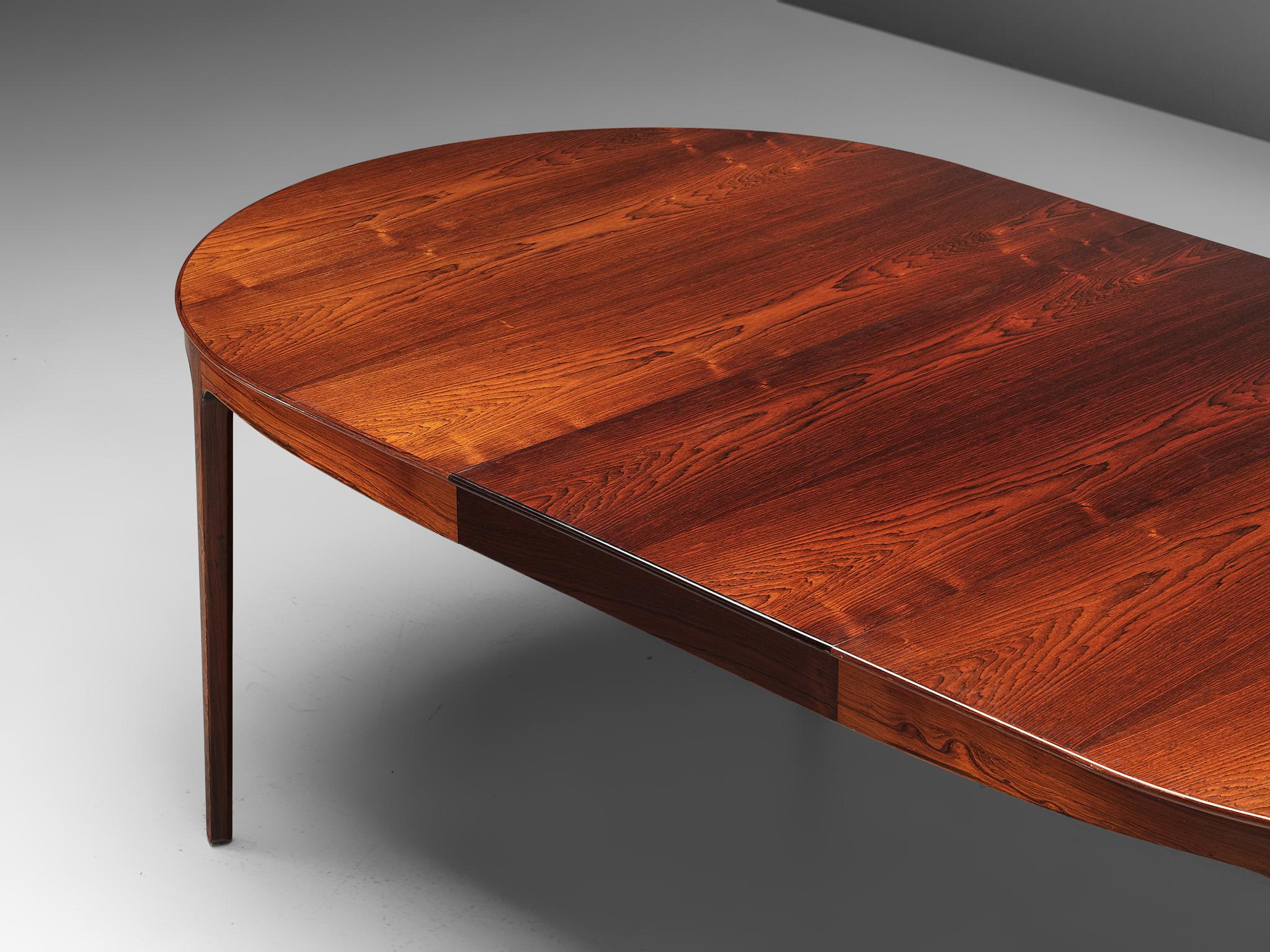 Danish Ole Wanscher Extendable Oval Dining Table in Rosewood