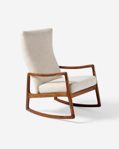 Ole Wanscher FD-160 Rosewood & Fabric Rocking Chair, 1960s