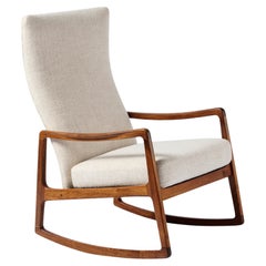 Ole Wanscher FD-160 Rosewood & Fabric Rocking Chair, 1960s