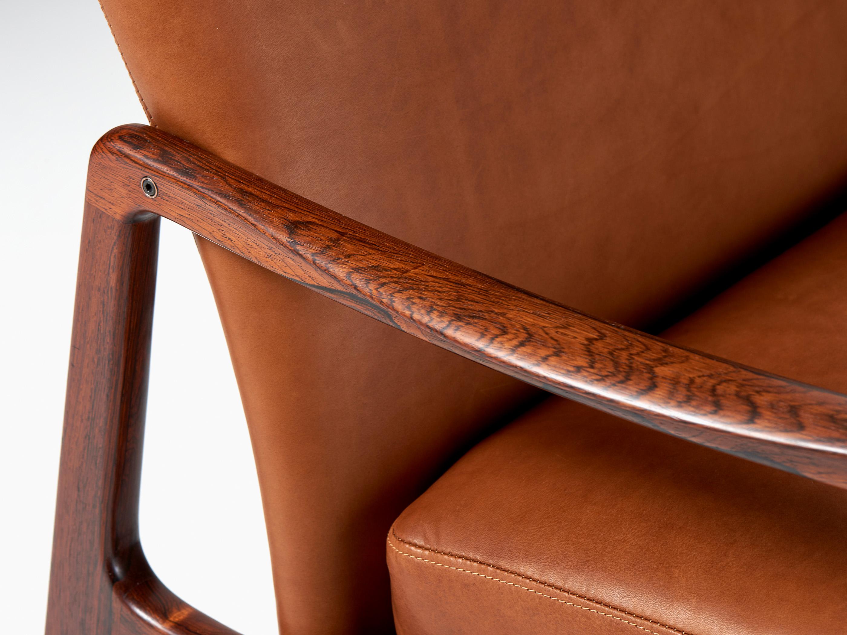 Ole Wanscher FD-160 Rosewood & Leather Rocking Chair, 1960s For Sale 3