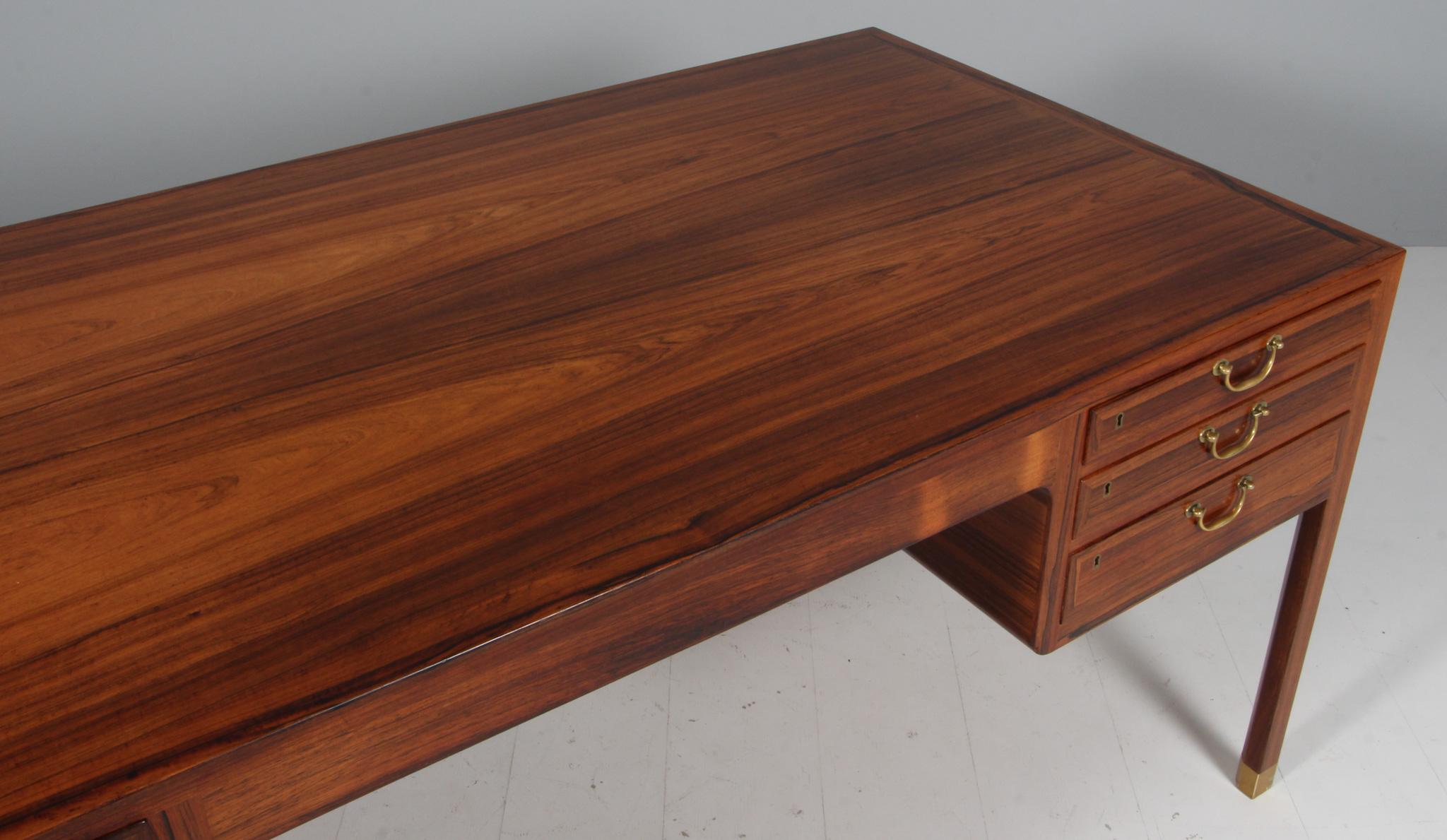 Brass Ole Wanscher for A. J. Iversen writing desk in rosewood, 1950's