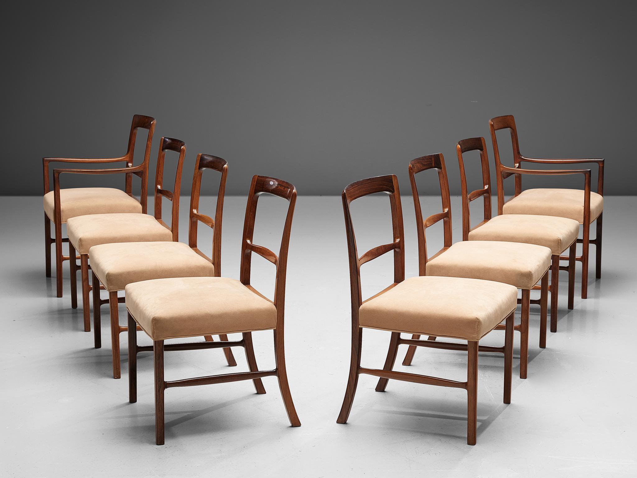 Fabric Ole Wanscher for AJ Iversen Set of Eight 'Forum' Chairs
