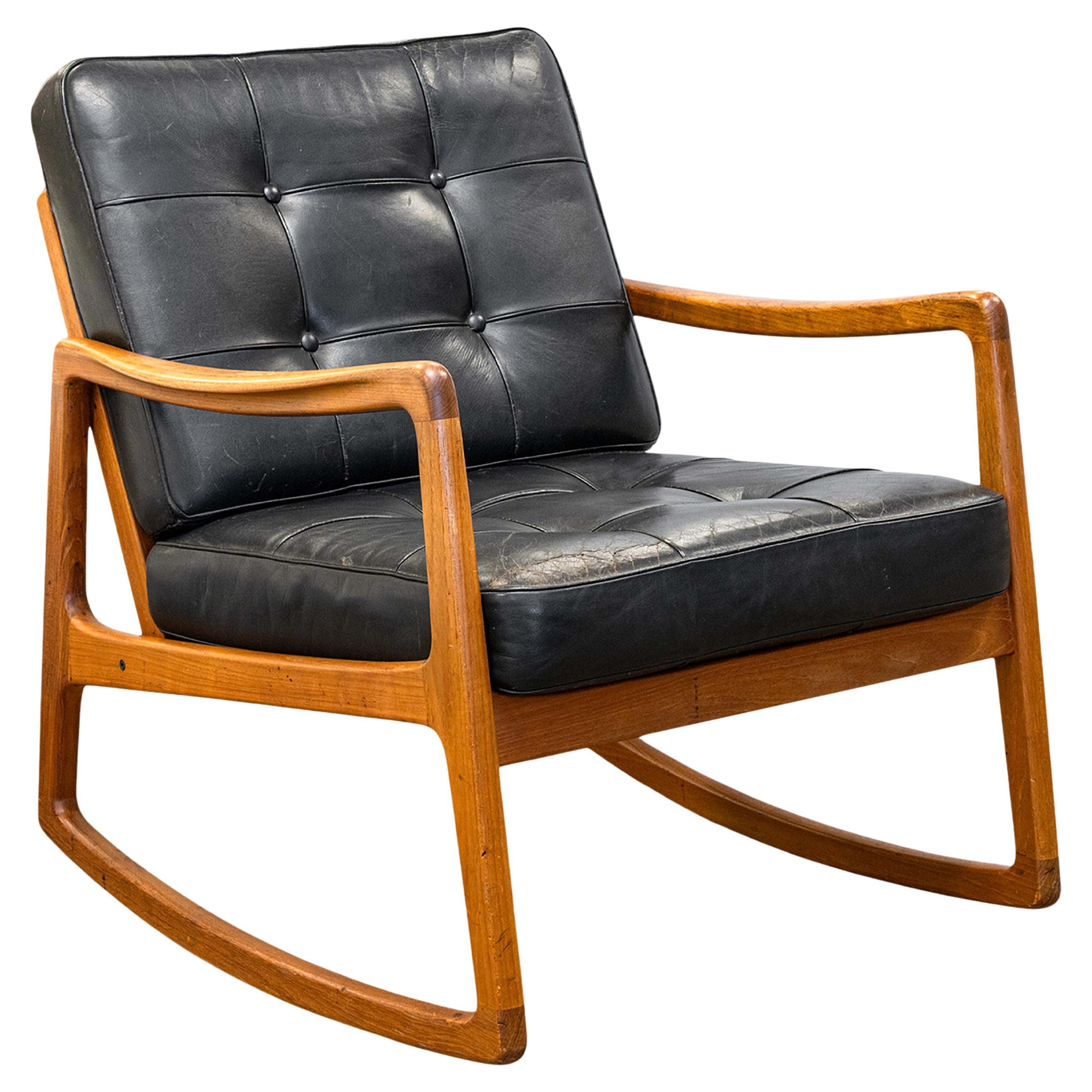 Ole Wanscher for France &amp; Sons Danish Mid Century Modern Teak Rocking Chair