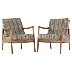 Ole Wanscher for France and Son Mid Century Teak Lounge Chairs - Pair