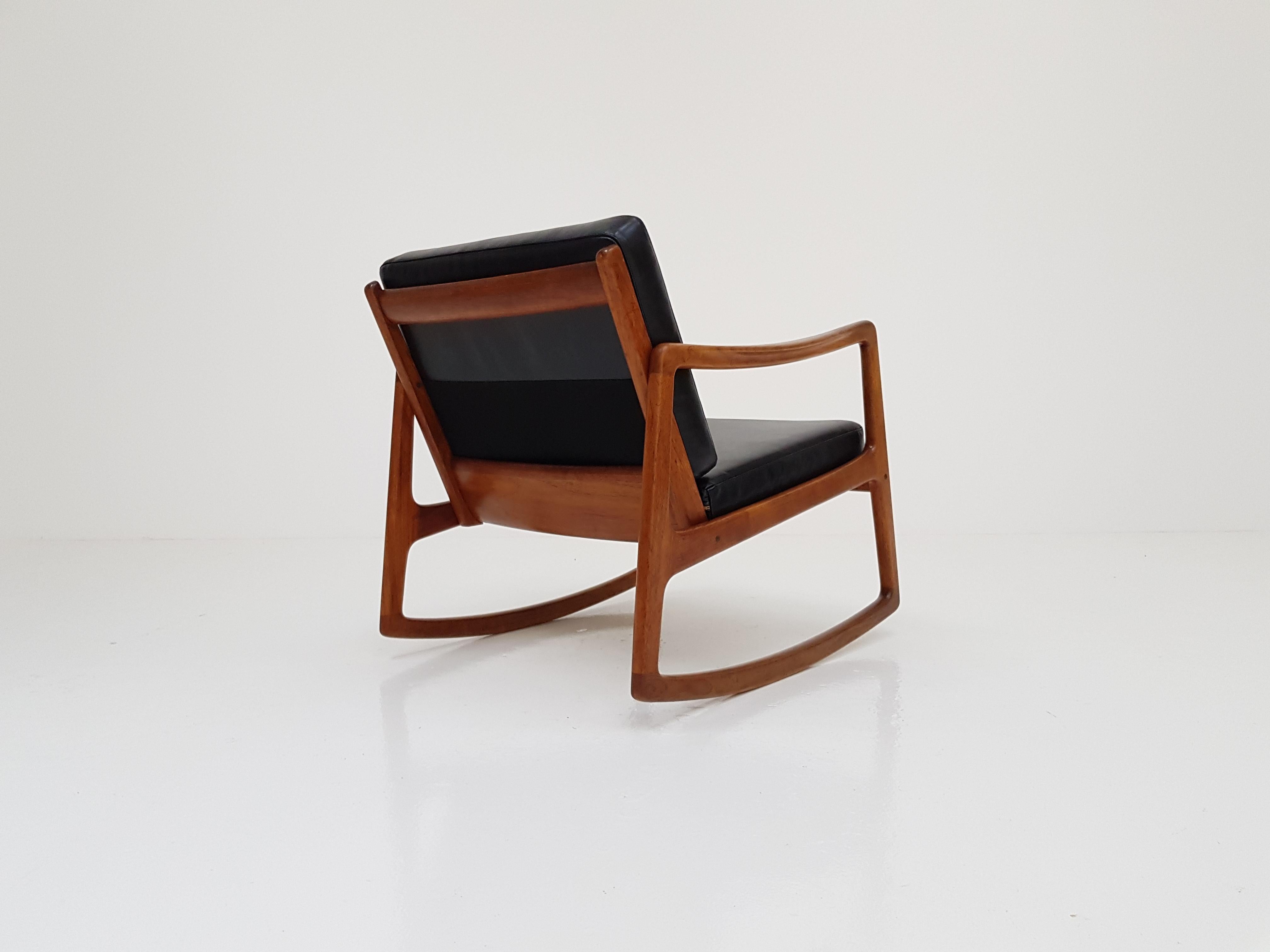 Fabric Ole Wanscher for France & Son Model 120 Teak Rocking Chair for France & Son