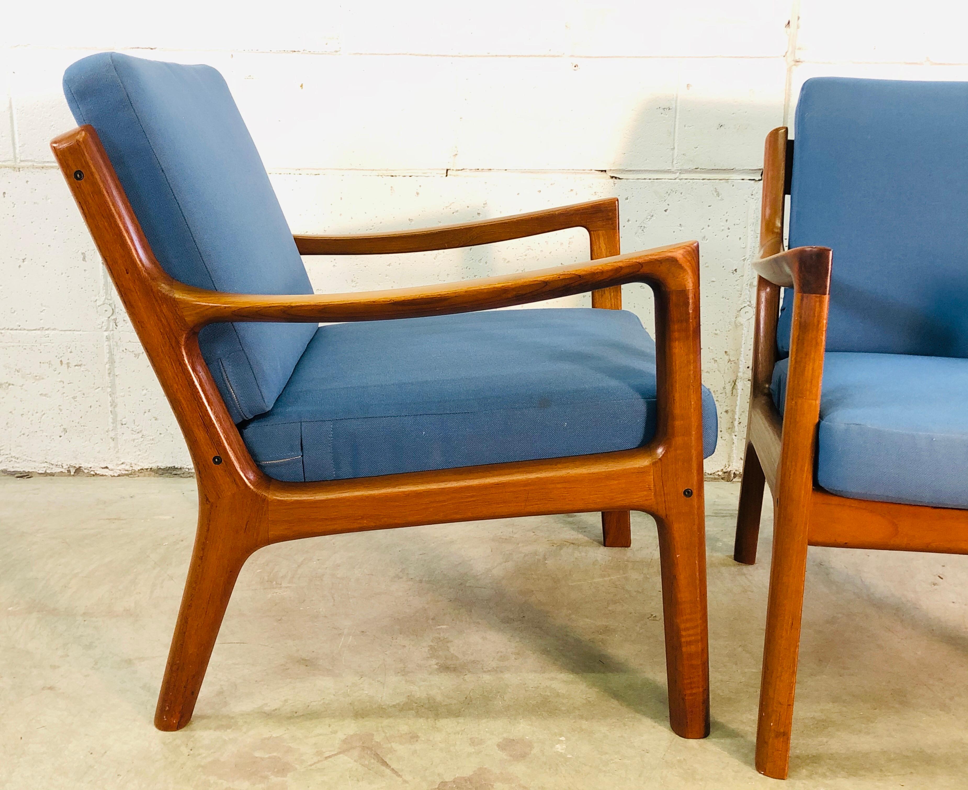 Scandinavian Modern Ole Wanscher for France & Sons Denmark Senator Easy Chairs, Pair For Sale