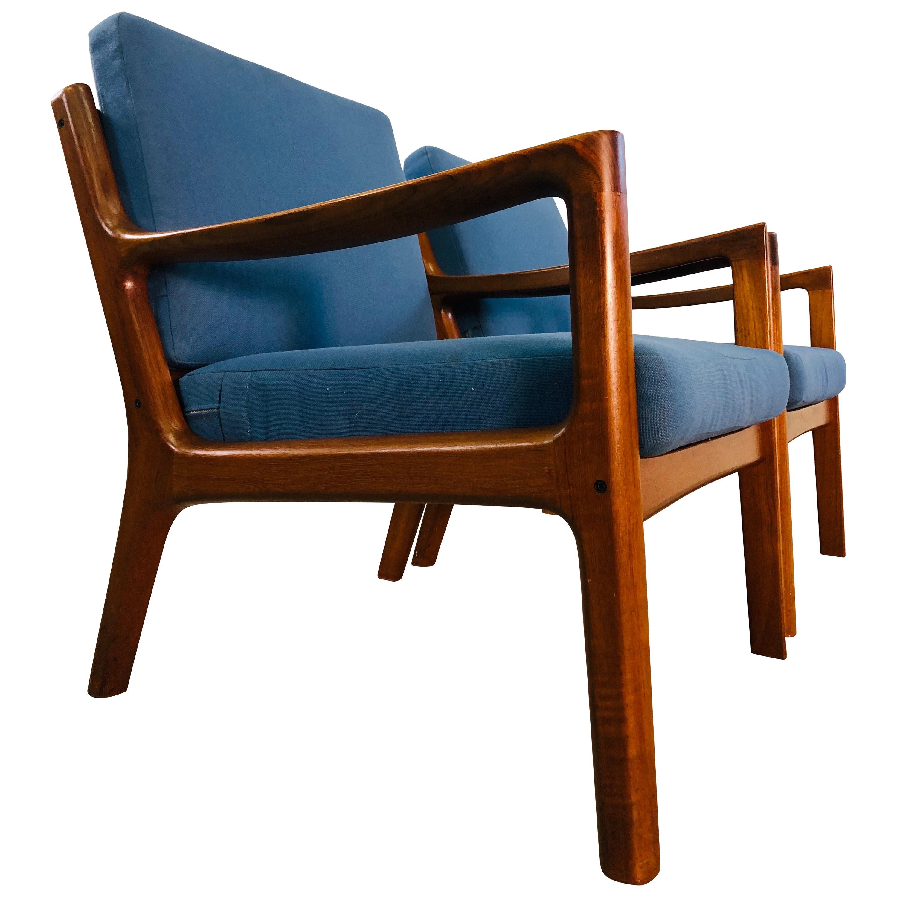 Ole Wanscher for France & Sons Denmark Senator Easy Chairs, Pair For Sale