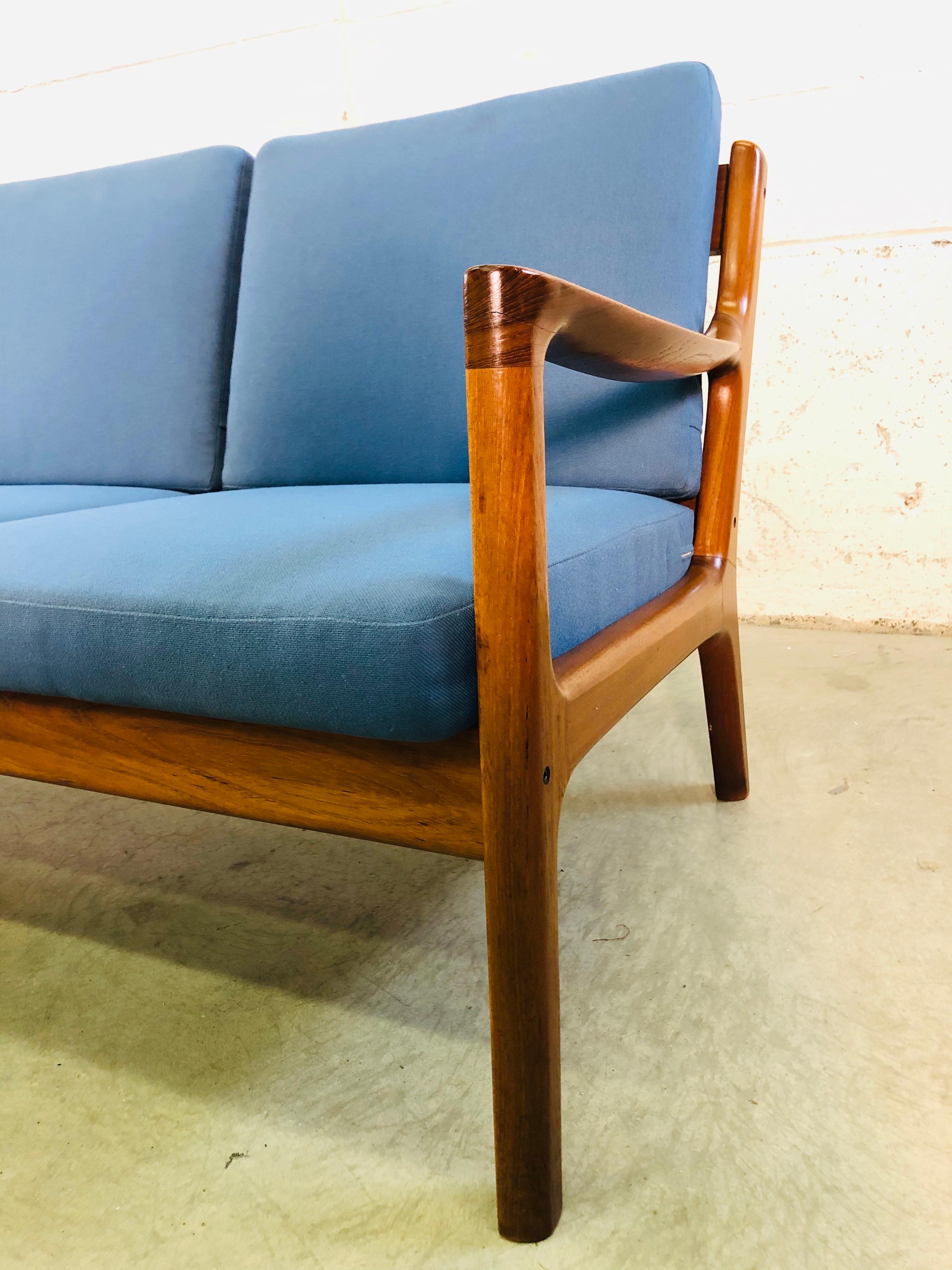 Ole Wanscher for France & Sons Denmark Teak 4-Seat Sofa In Good Condition For Sale In Amherst, NH