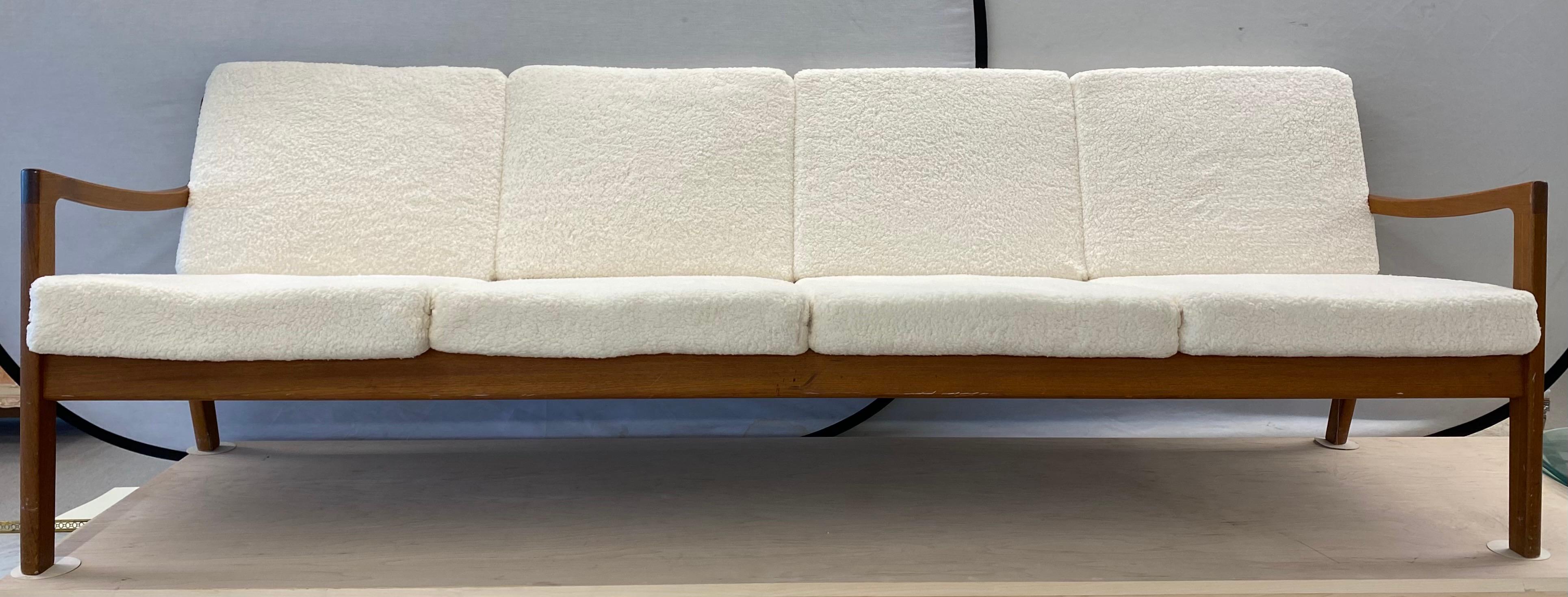 20th Century Ole Wanscher for John Stuart Danish Modern Sherpa Couch Sofa, Mid Century Modern