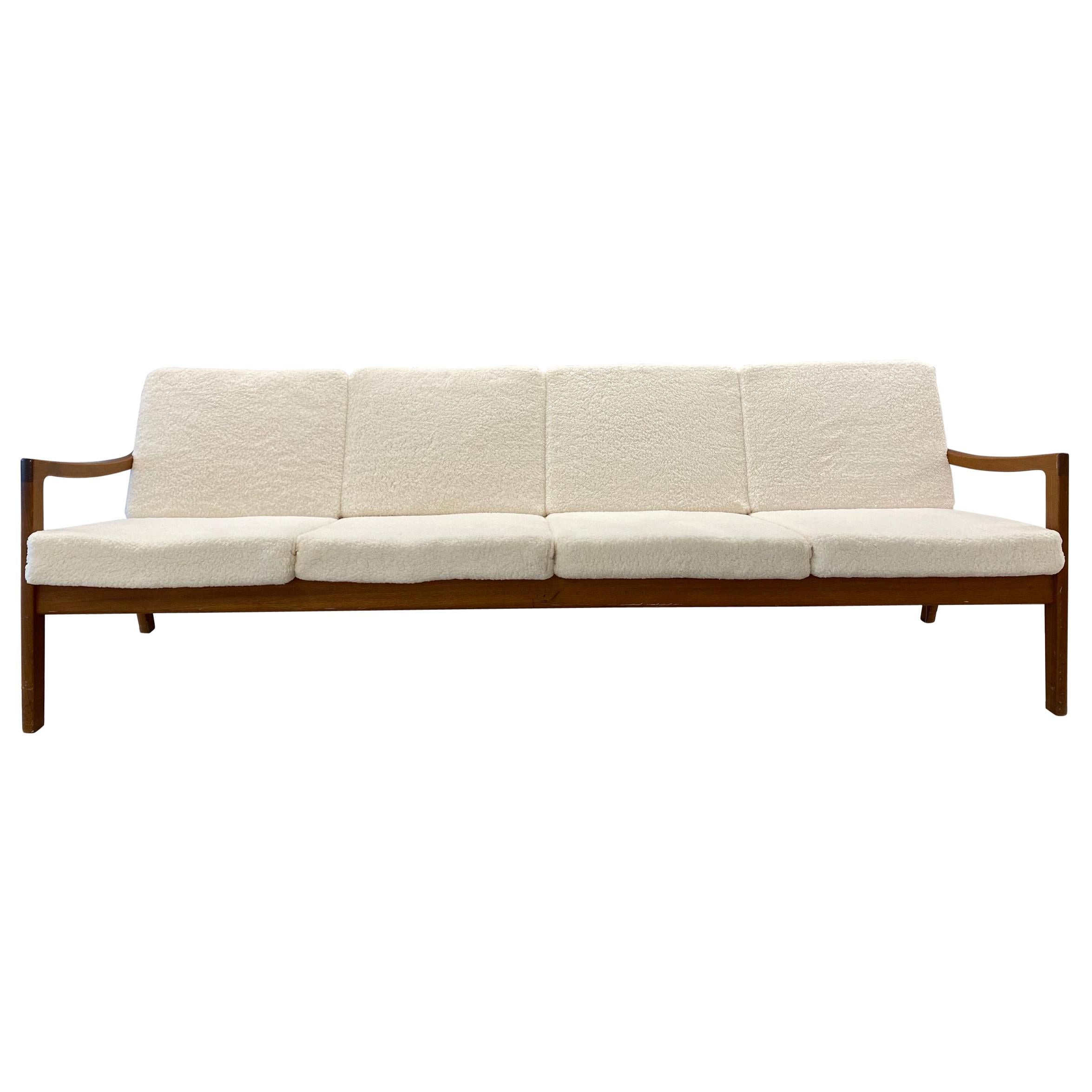 Ole Wanscher for John Stuart Danish Modern Sherpa Couch Sofa, Mid Century Modern